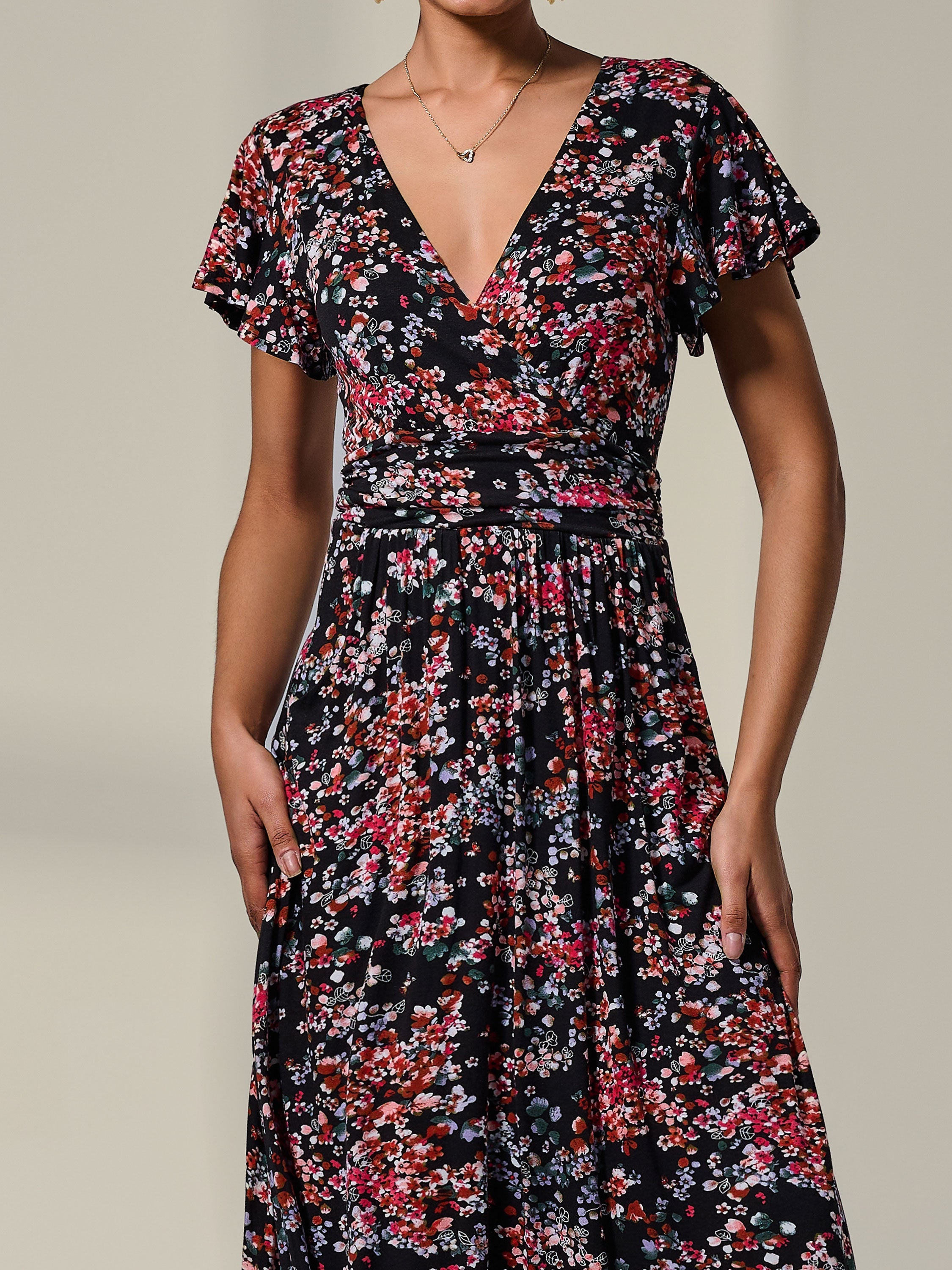 Mock Wrap Jersey Midi Dress Side View