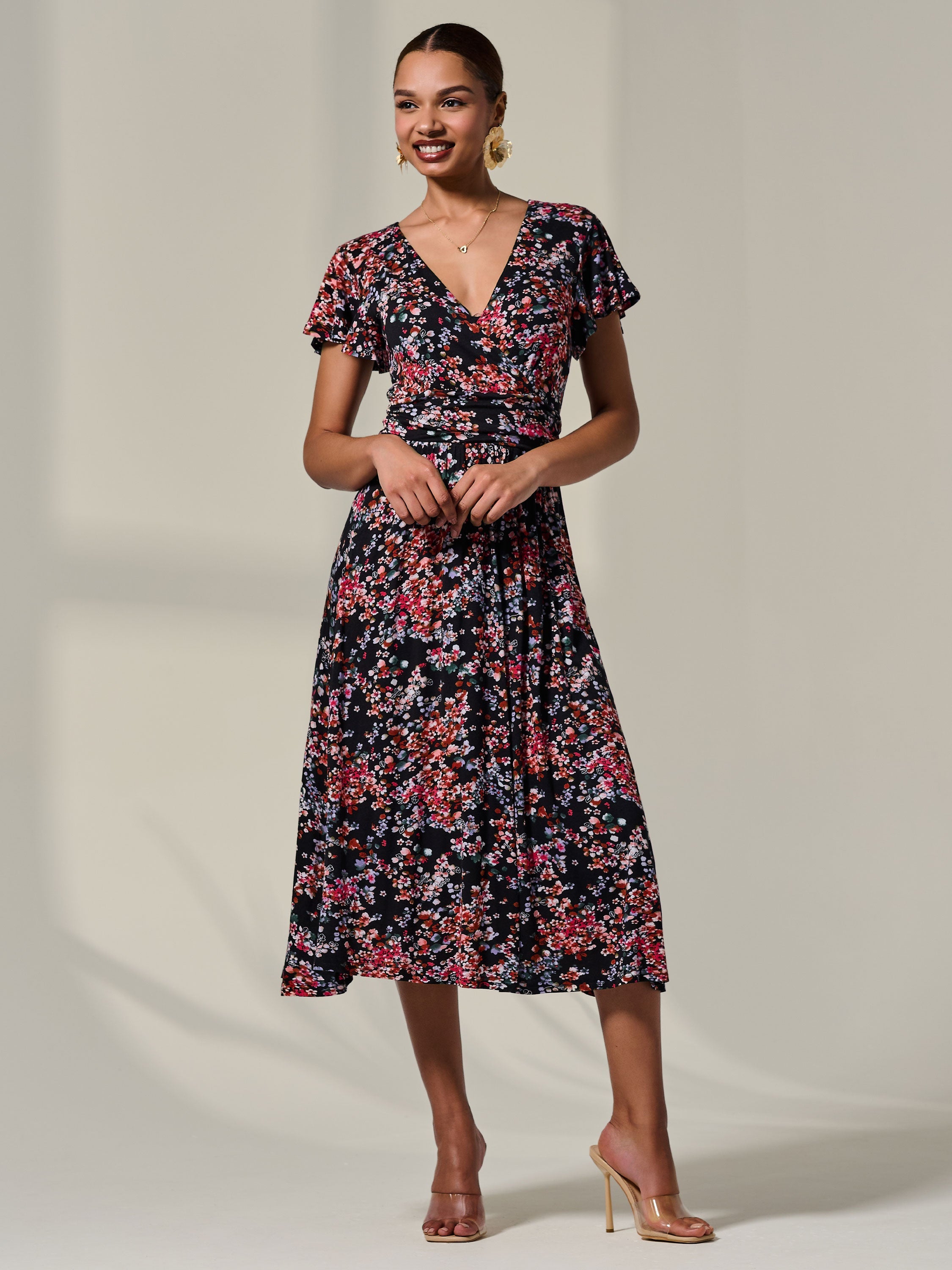 Mock Wrap Jersey Midi Dress Detail View