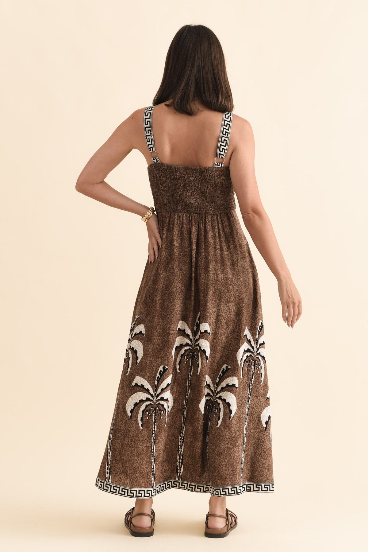 Giovanna Brown Tropical Maxi Dress Side View