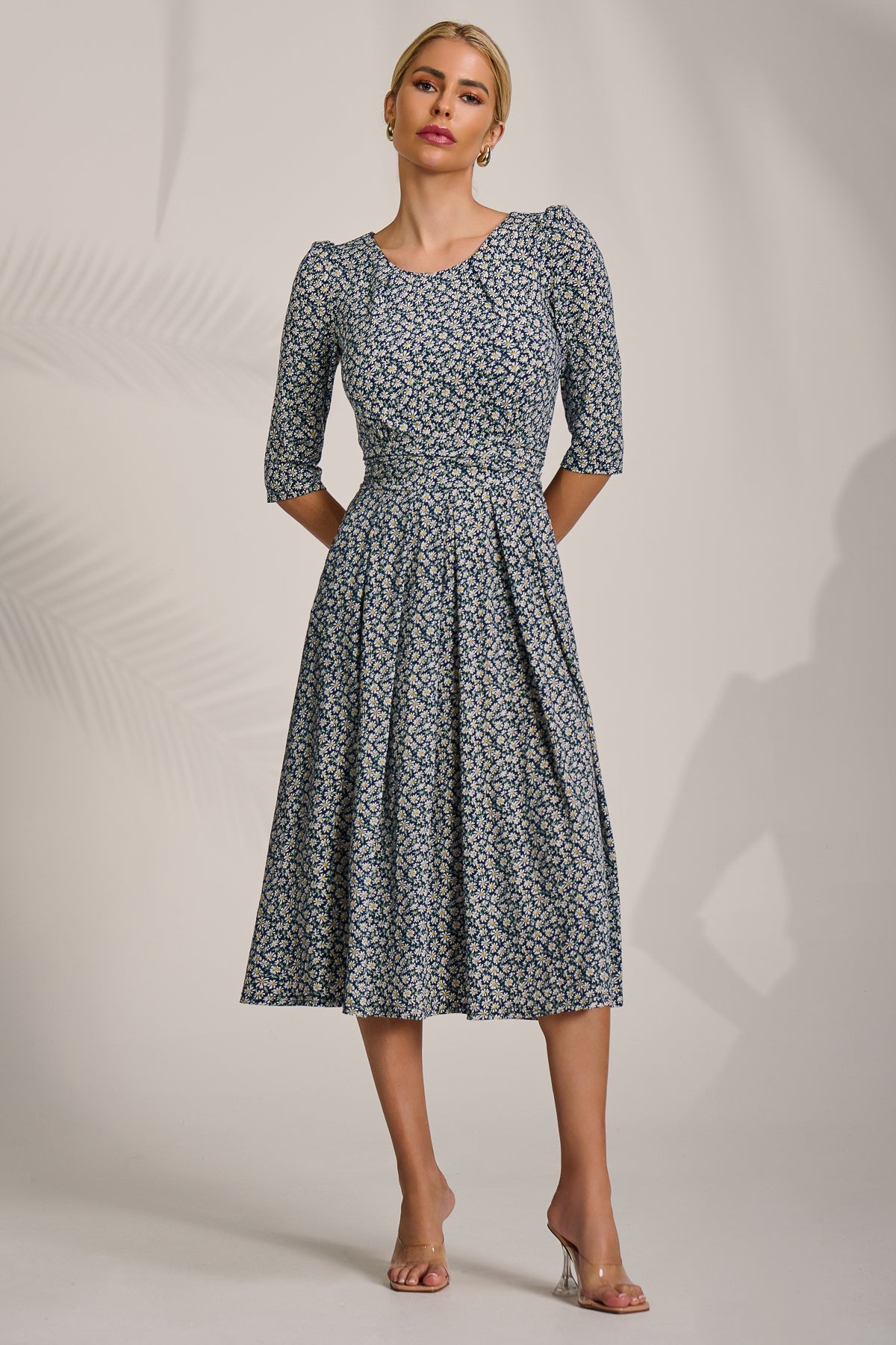 Sleeve Printed Jersey Midi Dress Styled View