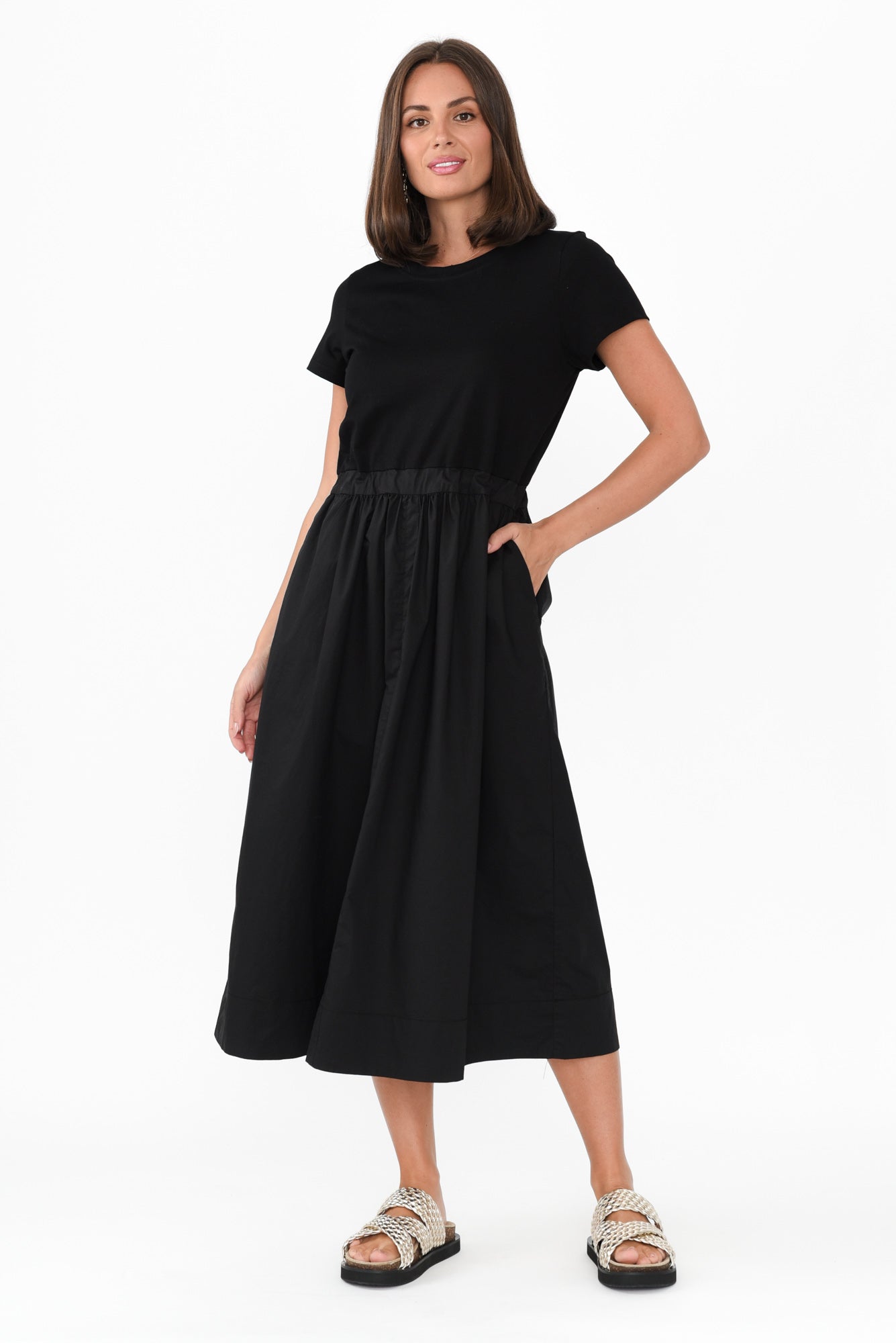 Harlyn Black Splice Tee Dress Front View