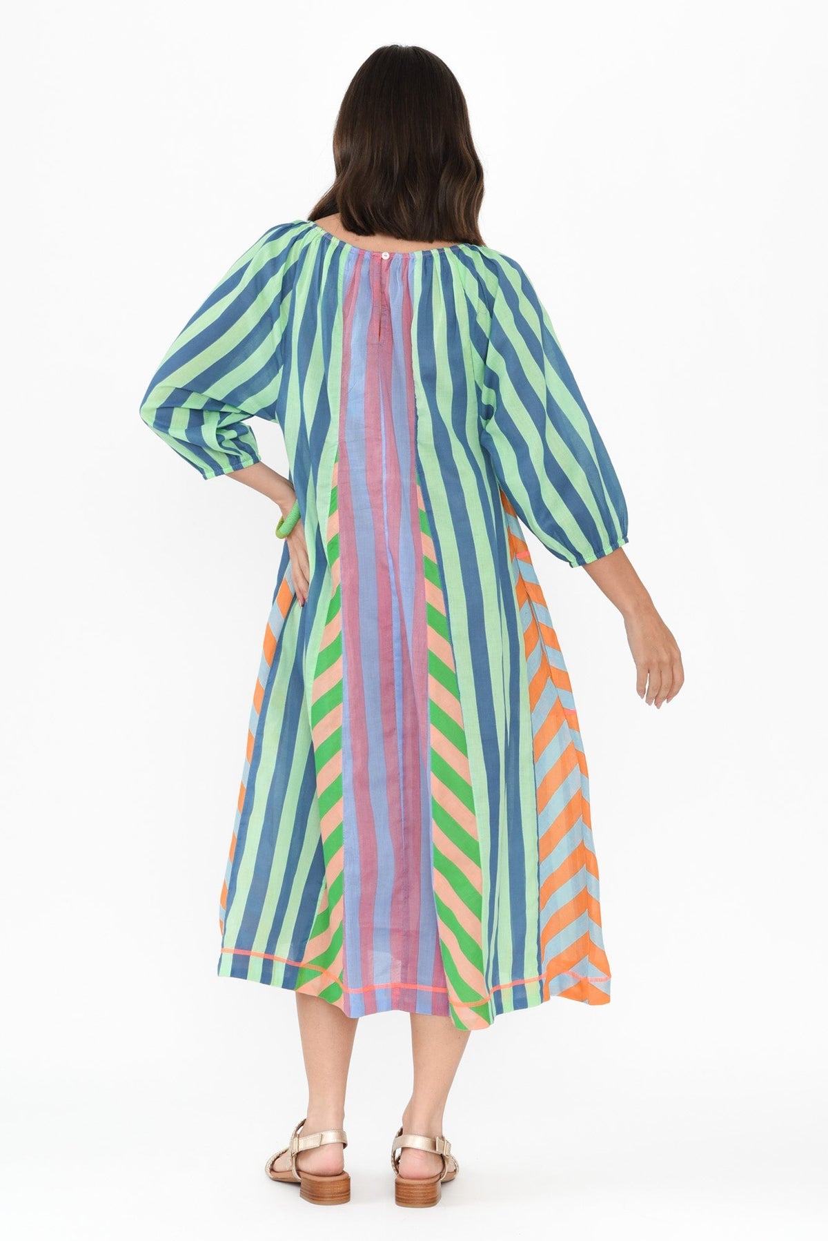 Hattie Blue Stripe Cotton Pocket Dress Side View