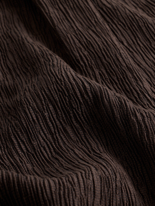 Elara | Pleated V-Neck Midi Dress Chocolate Brown