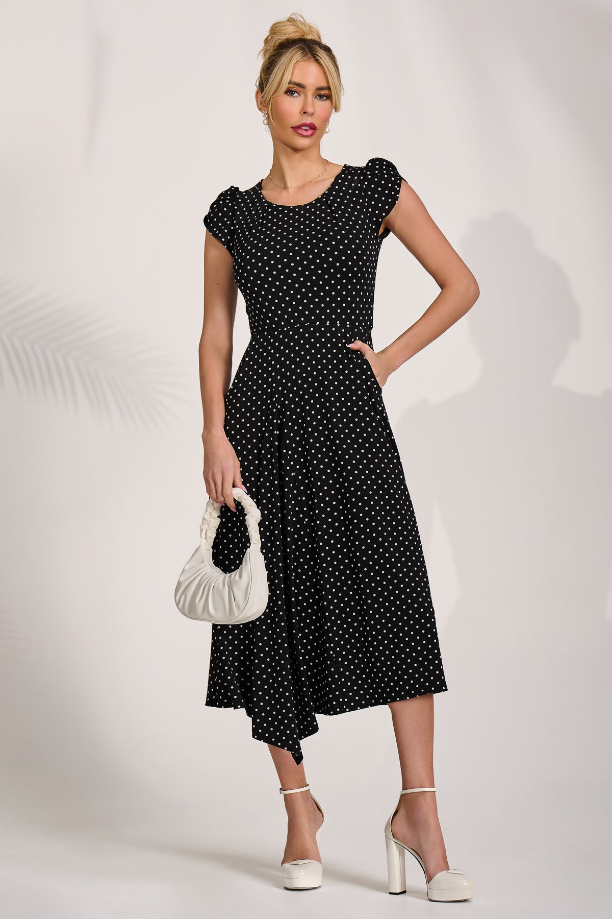 Lap Over Short Sleeve Jersey Dress Front View
