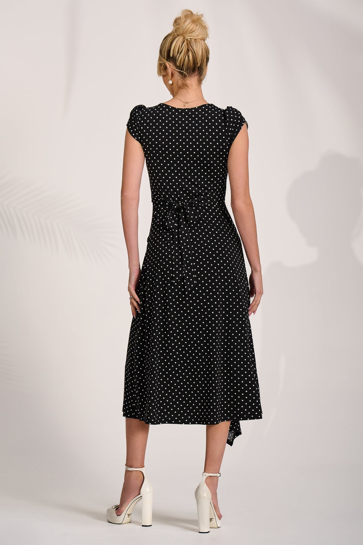 Lap Over Short Sleeve Jersey Dress Back View