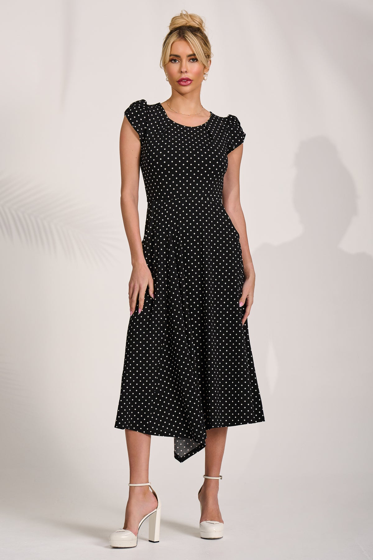 Lap Over Short Sleeve Jersey Dress Full Length View