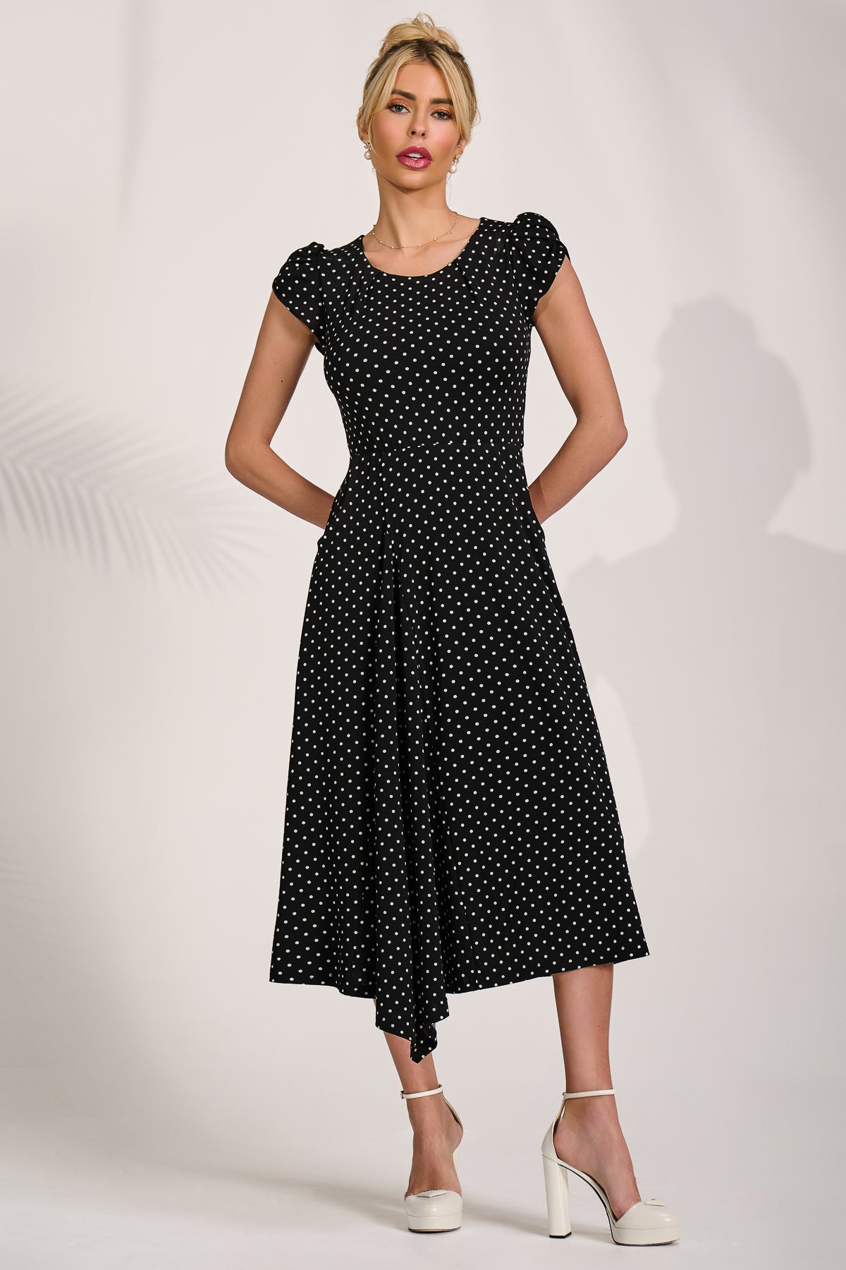 Lap Over Short Sleeve Jersey Dress Styled View