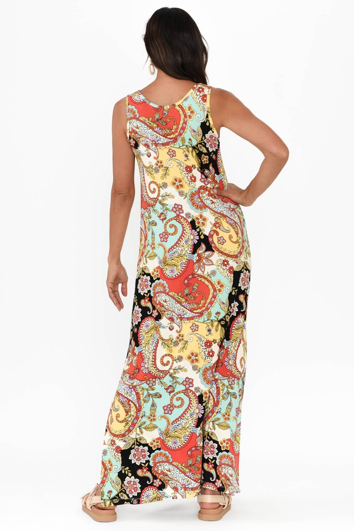 Janet Rust Paisley Bamboo Maxi Dress Detail View