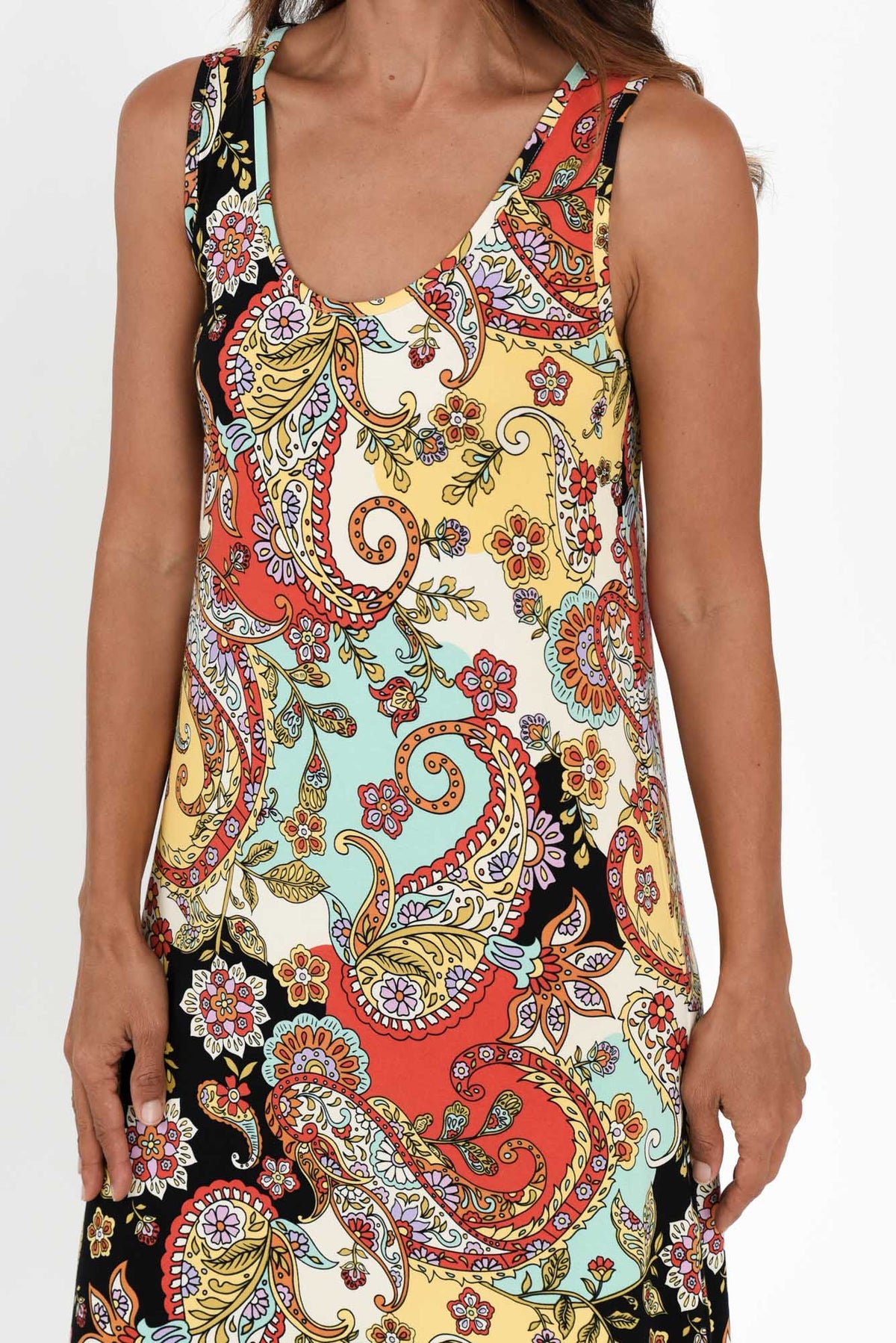 Janet Rust Paisley Bamboo Maxi Dress Full Length View