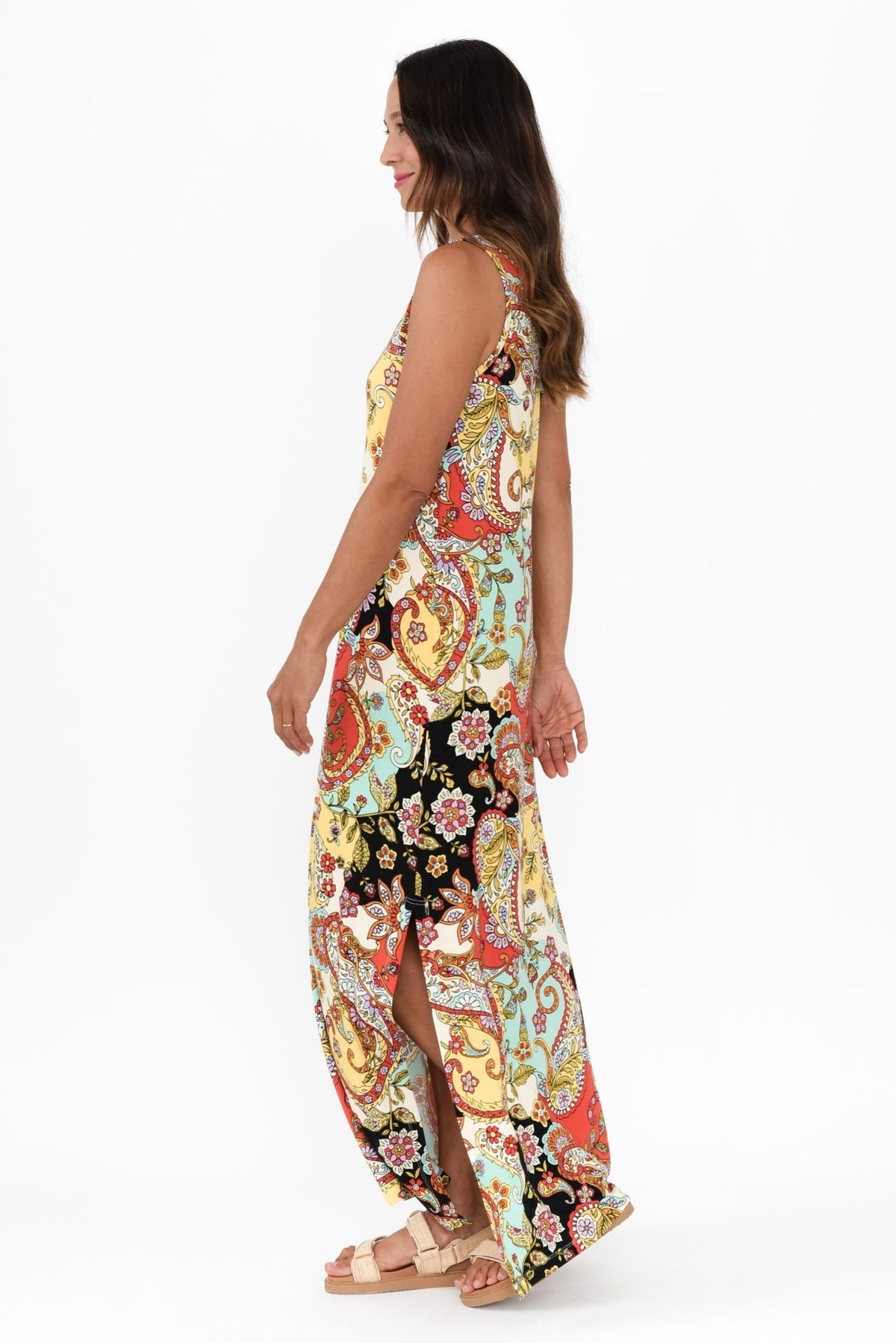 Janet Rust Paisley Bamboo Maxi Dress Side View