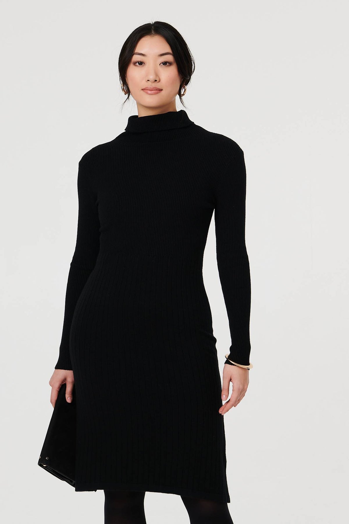 Textured Knit Bodycon Midi Dress Back View 2