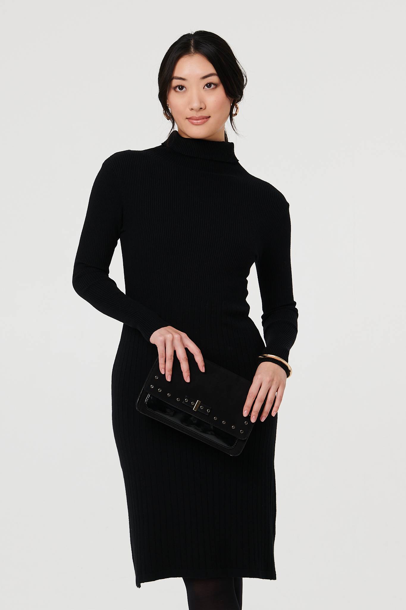 Textured Knit Bodycon Midi Dress Back View
