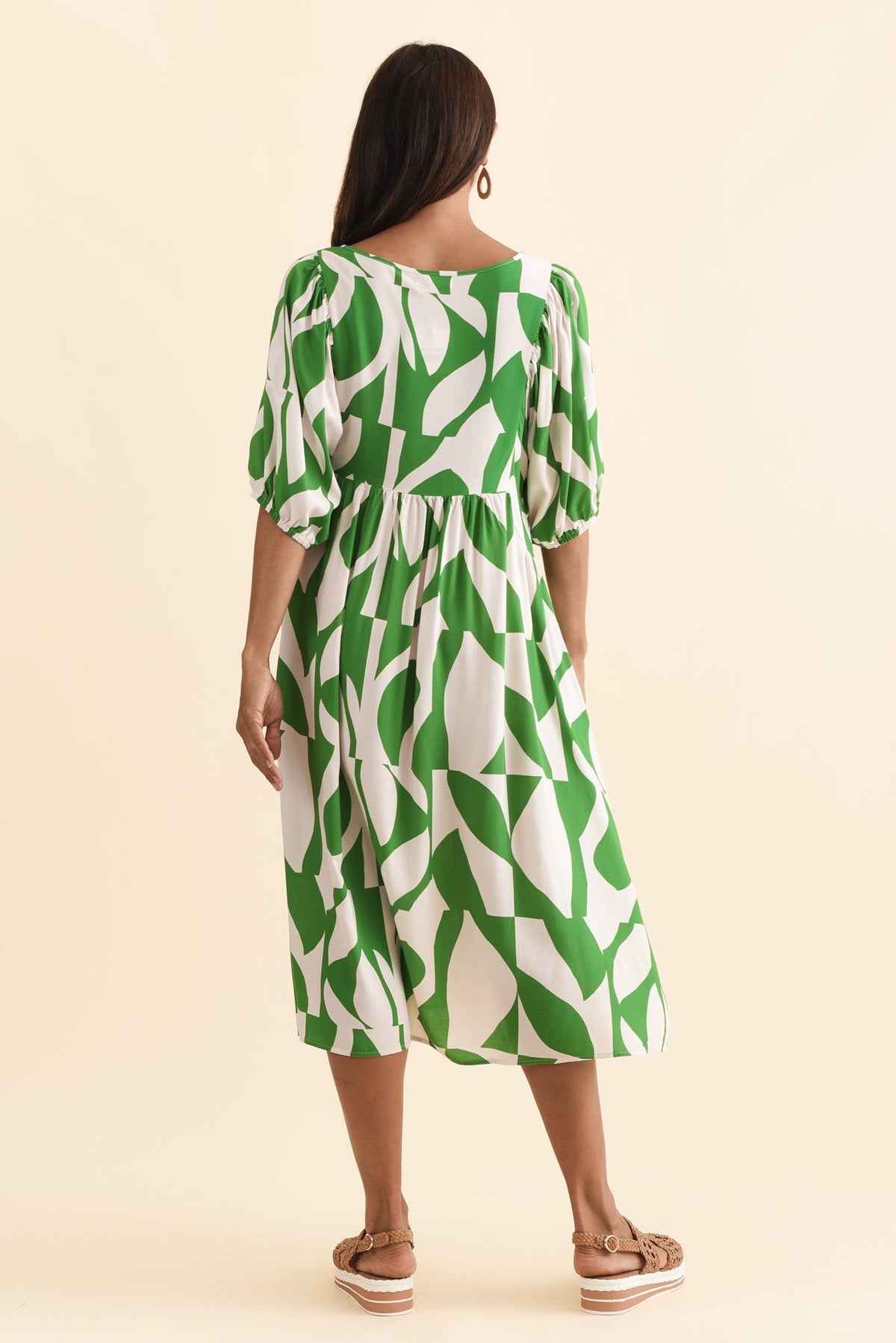 Kacey Green Abstract Button Dress Side View