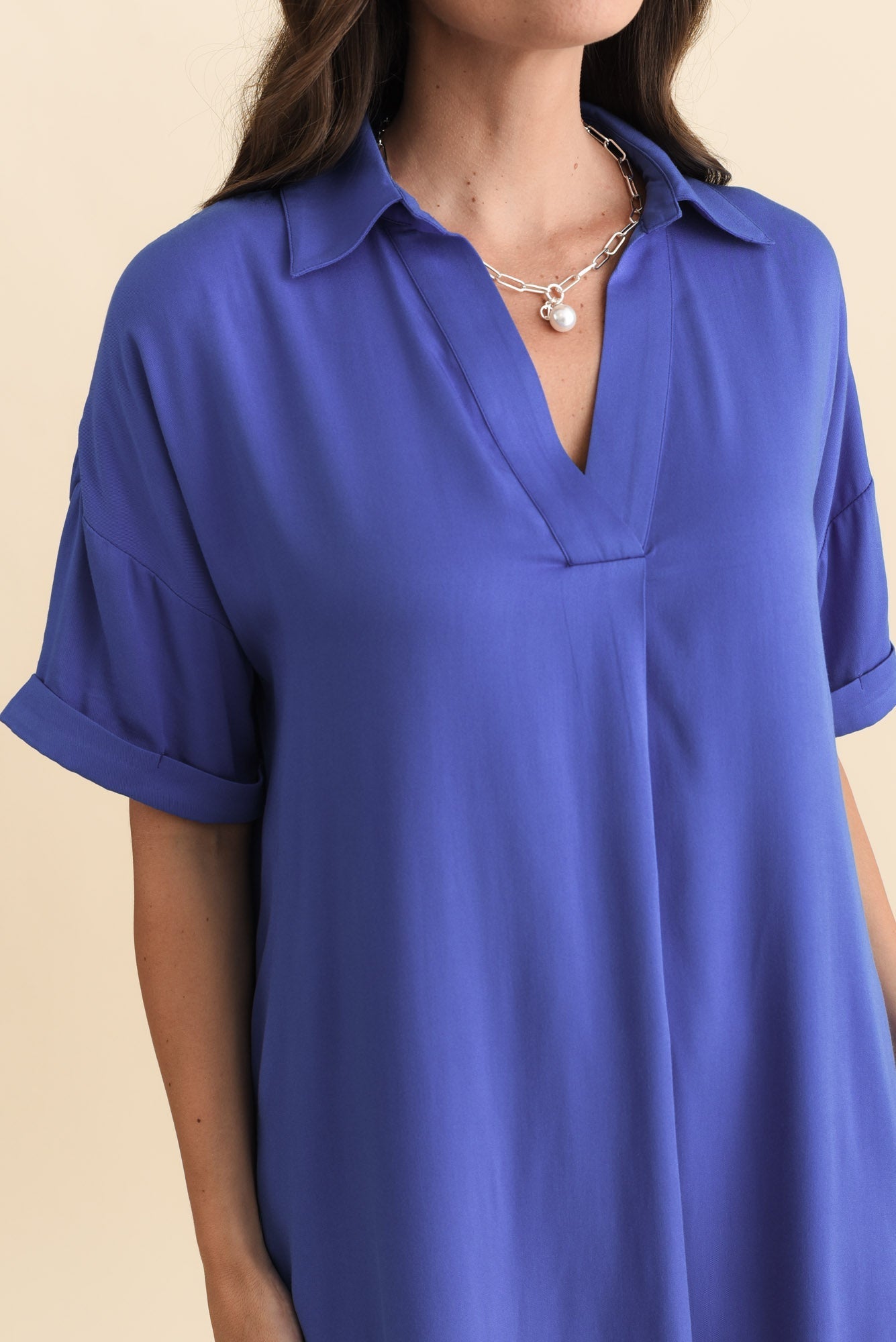 Kazi Cobalt Shirt Dress Full Length View