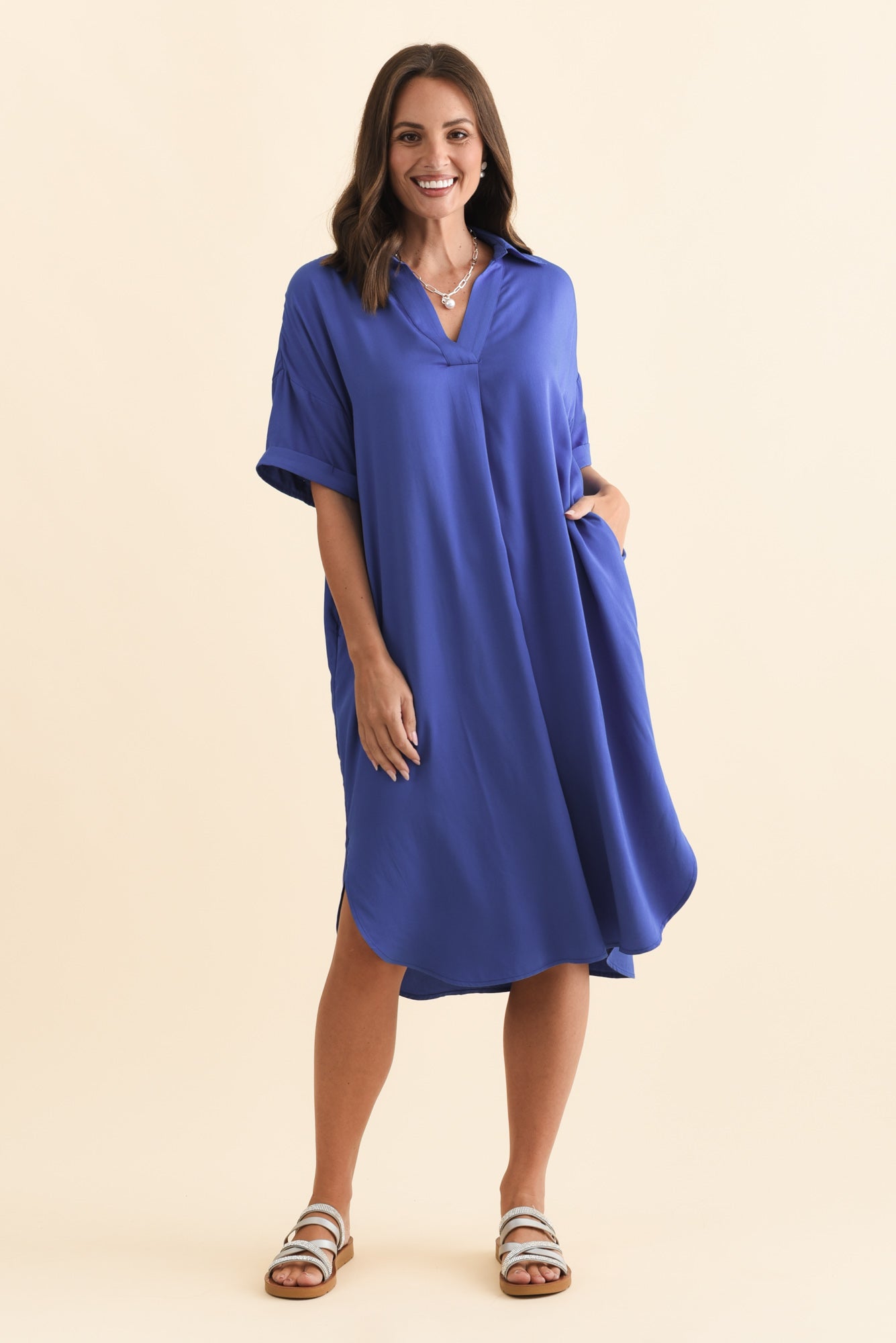 Kazi Cobalt Shirt Dress Back View