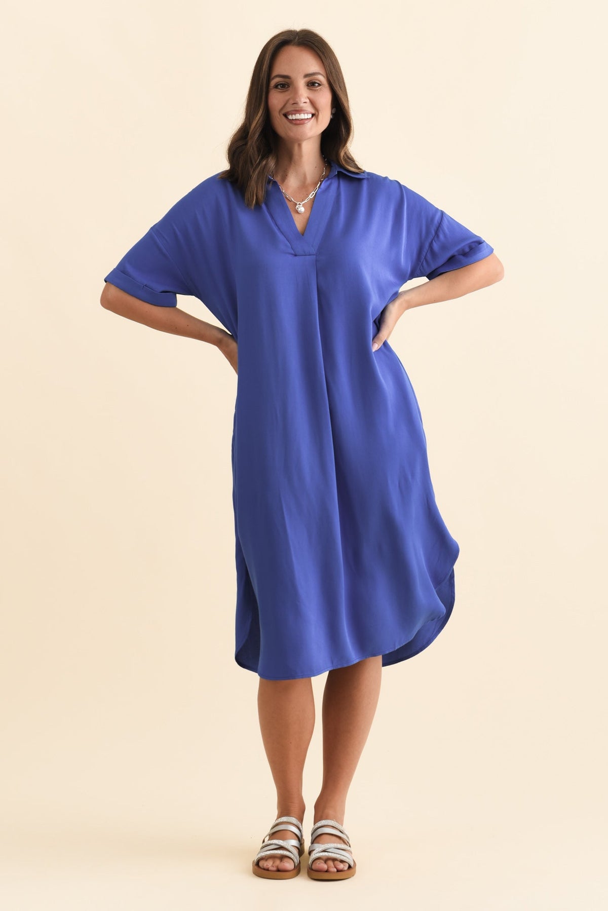 Kazi Cobalt Shirt Dress Back View 2