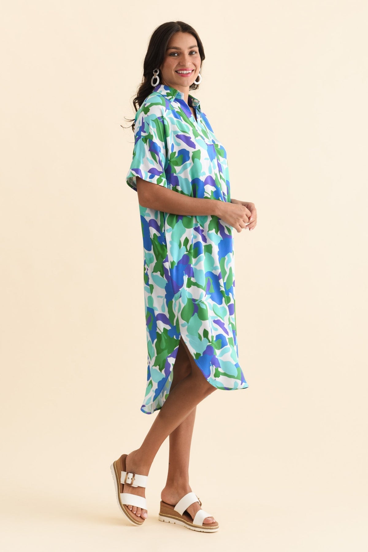 Kazi Green Garden Shirt Dress Back View