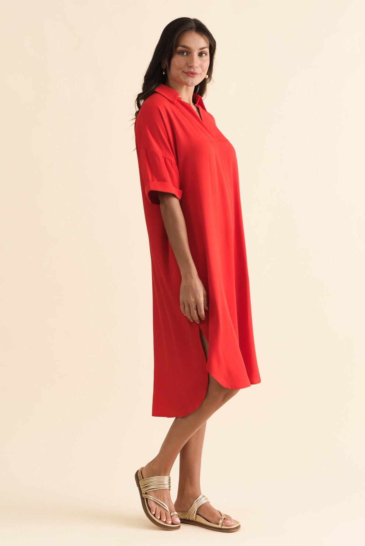 Kazi Red Shirt Dress Back View
