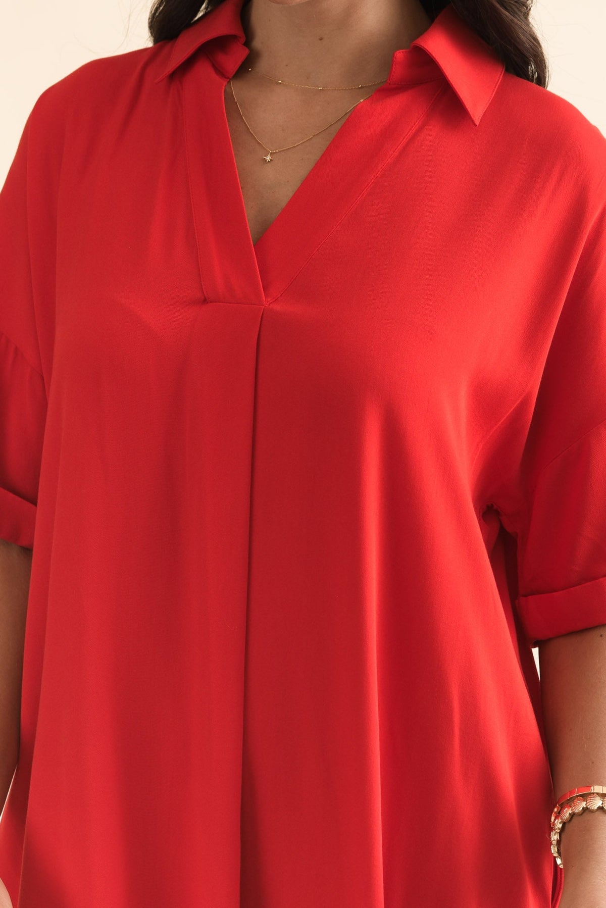 Kazi Red Shirt Dress Detail View