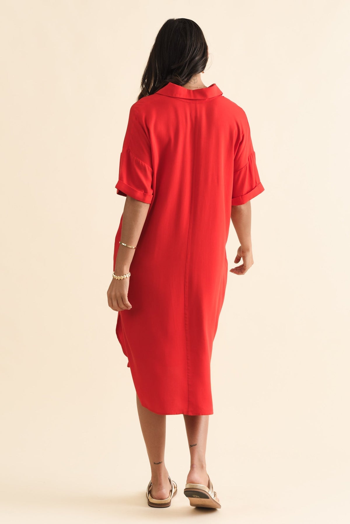 Kazi Red Shirt Dress Side View