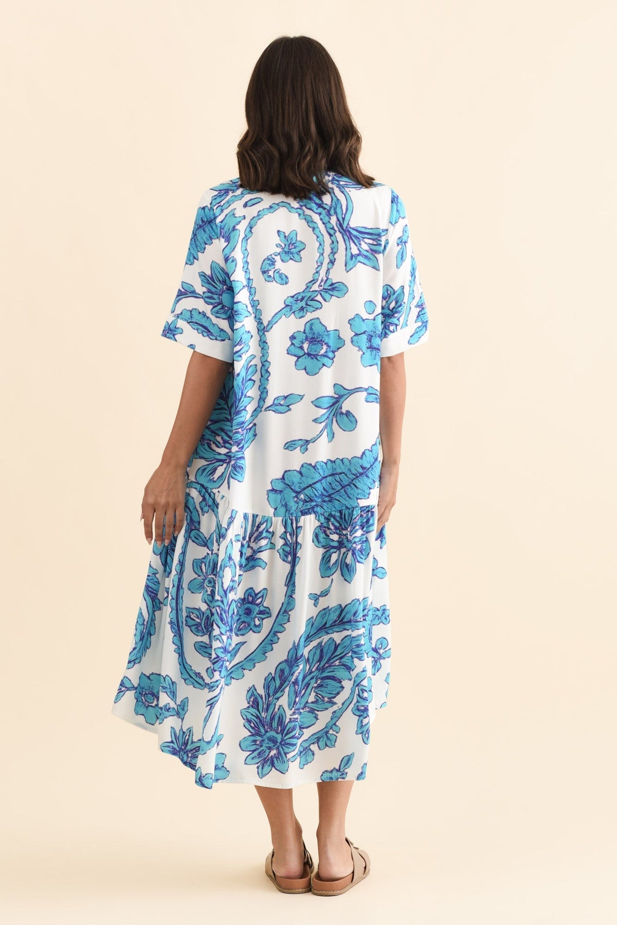 Kiana Blue Paisley Peak Dress Detail View