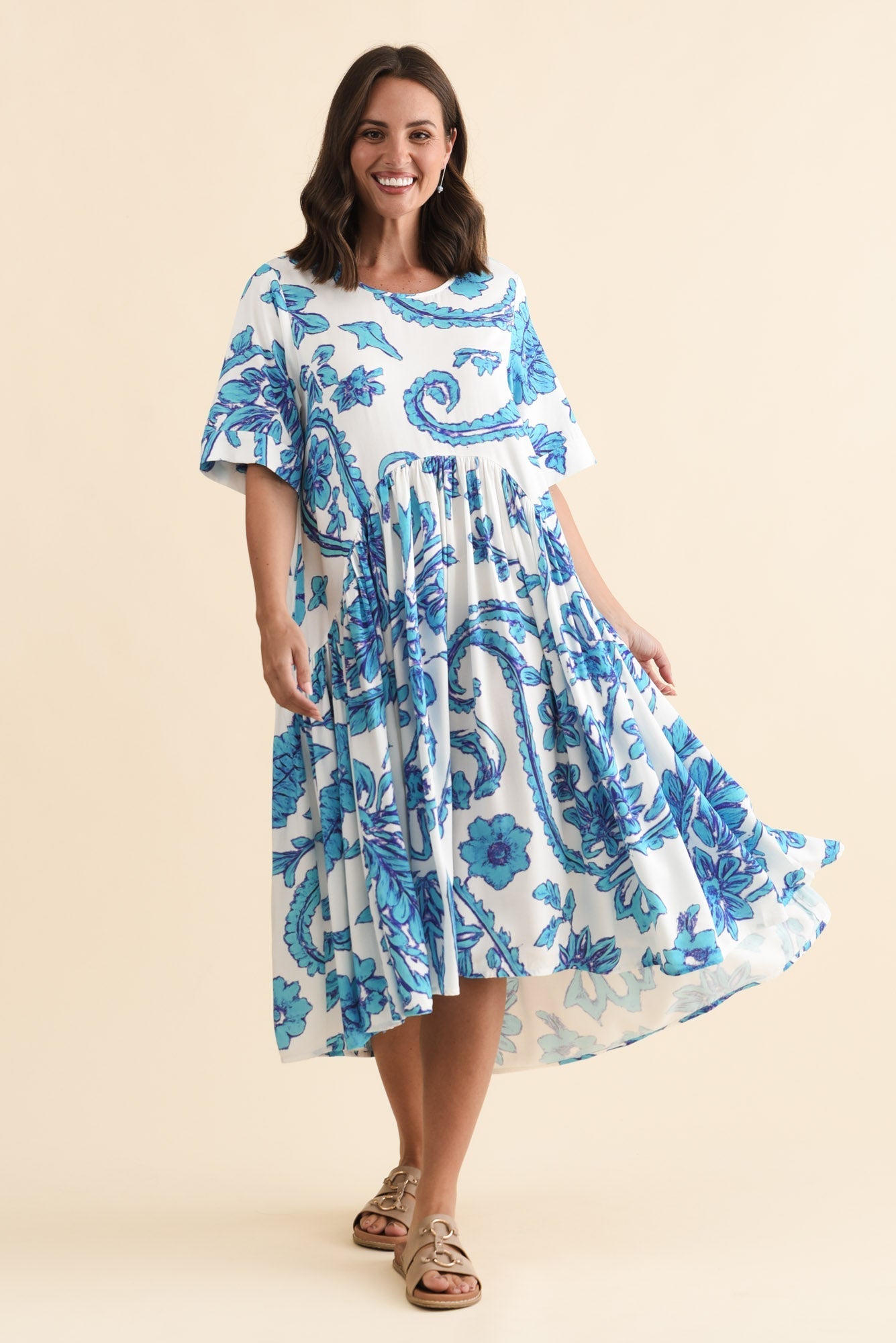Kiana Blue Paisley Peak Dress Back View 2