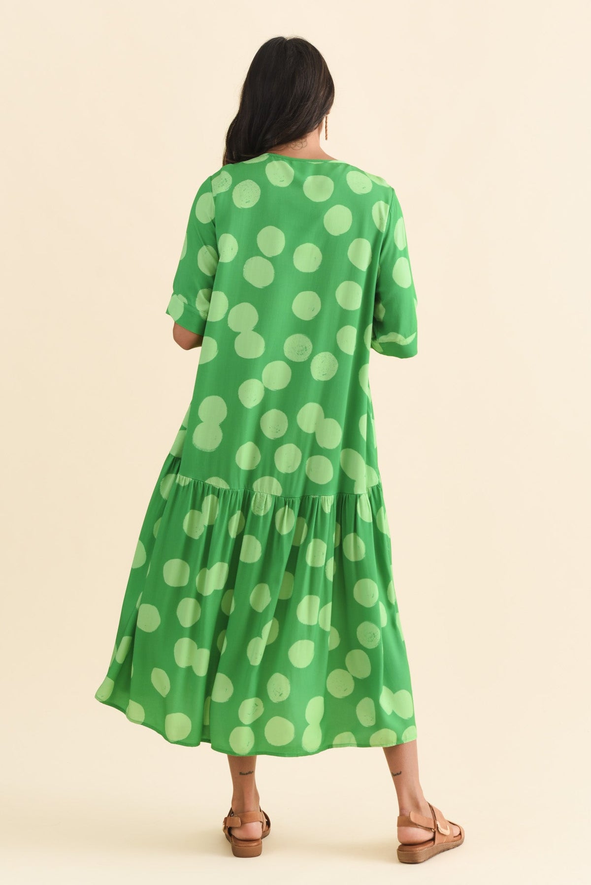 Kiana Green Spot Peak Dress Side View