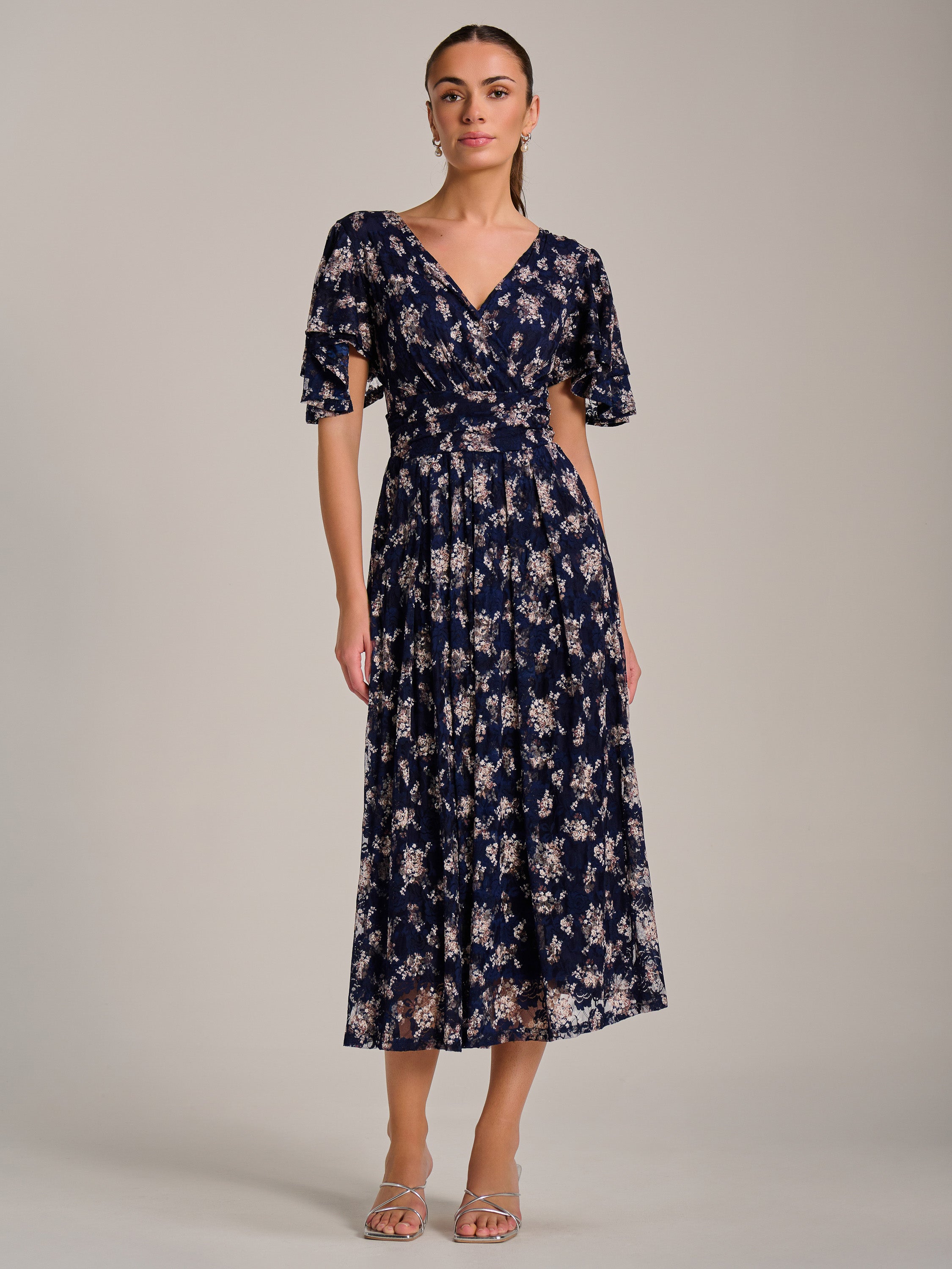 Angel Sleeve Print Lace Maxi Dress Styled View