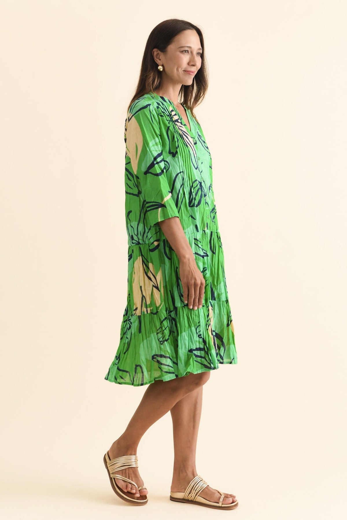 Larissa Green Lily Cotton Pleated Dress Back View