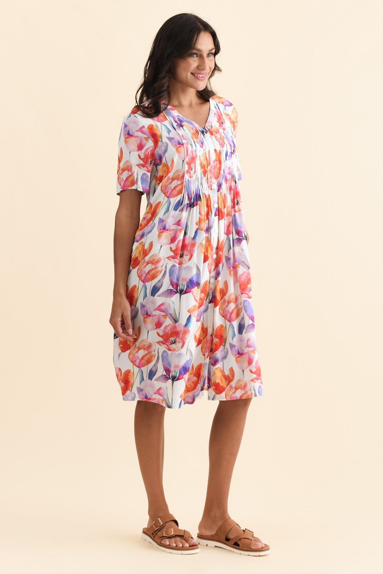Leticia Orange Flower Midi Dress Back View