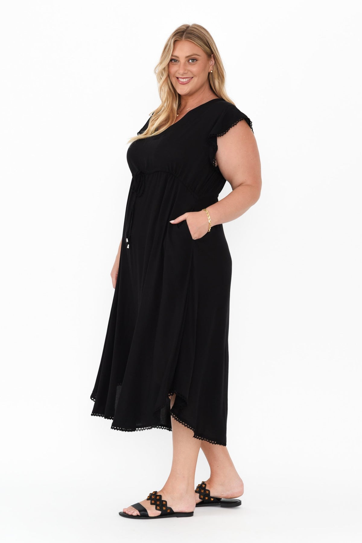 Libby Black Midi Dress Detail View 2