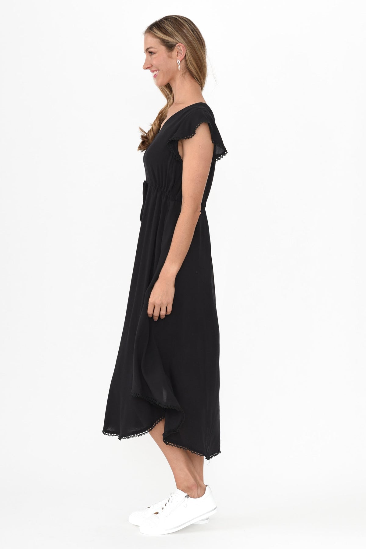 Libby Black Midi Dress Side View