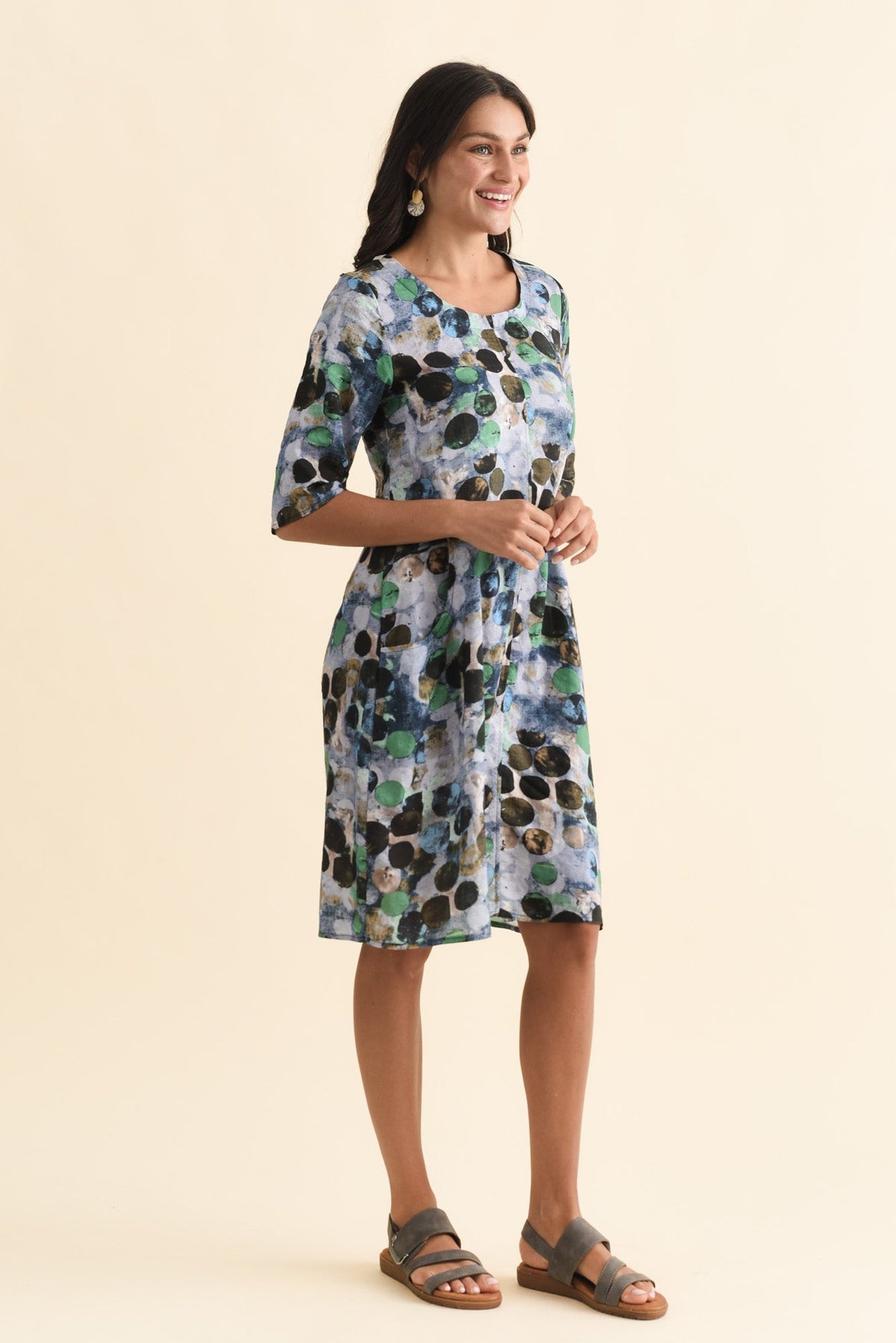 Lilibet Blue Spot Cotton Pocket Dress Back View