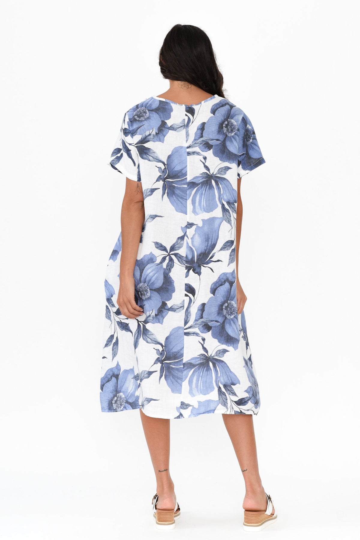 Louisiana White Floral Button Dress Side View