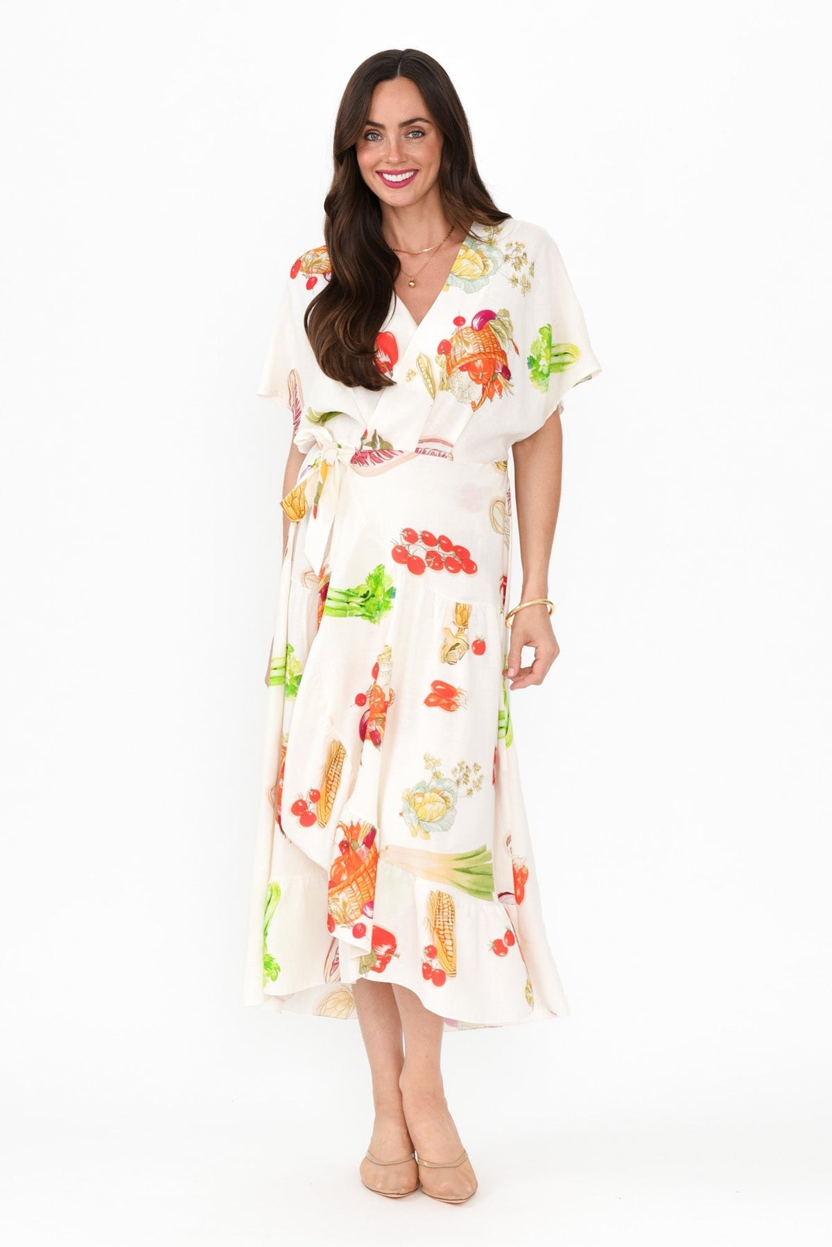 Luanne White Harvest Linen Blend Dress Back View