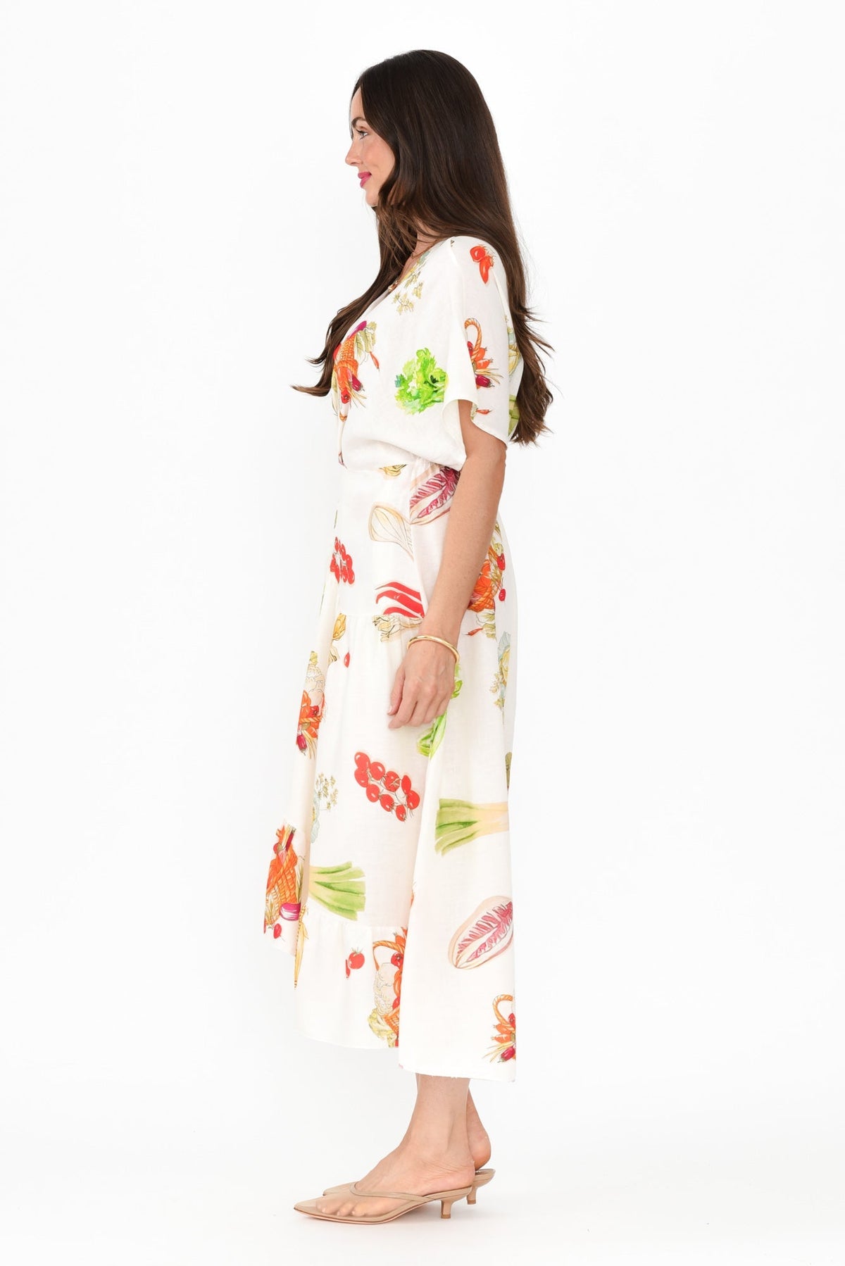 Luanne White Harvest Linen Blend Dress Side View