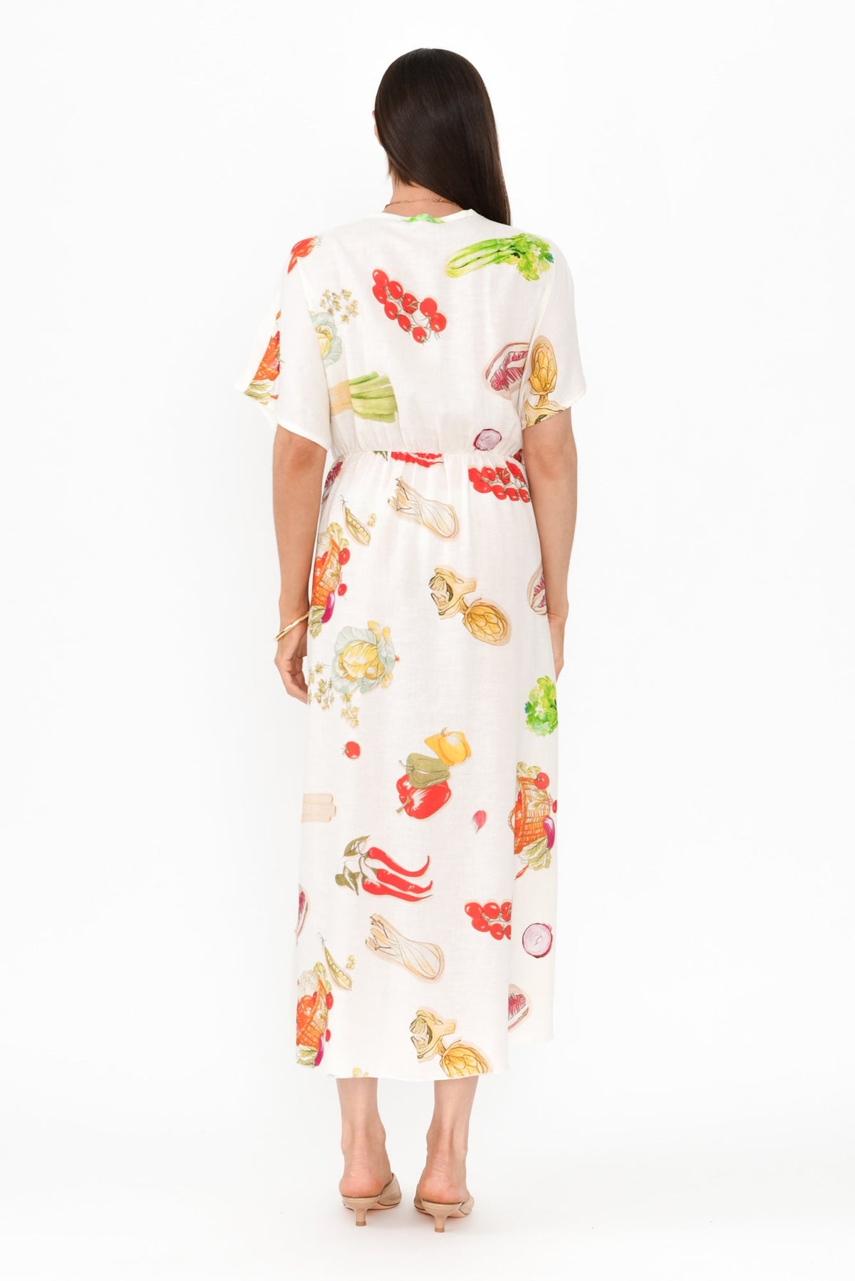 Luanne White Harvest Linen Blend Dress Detail View