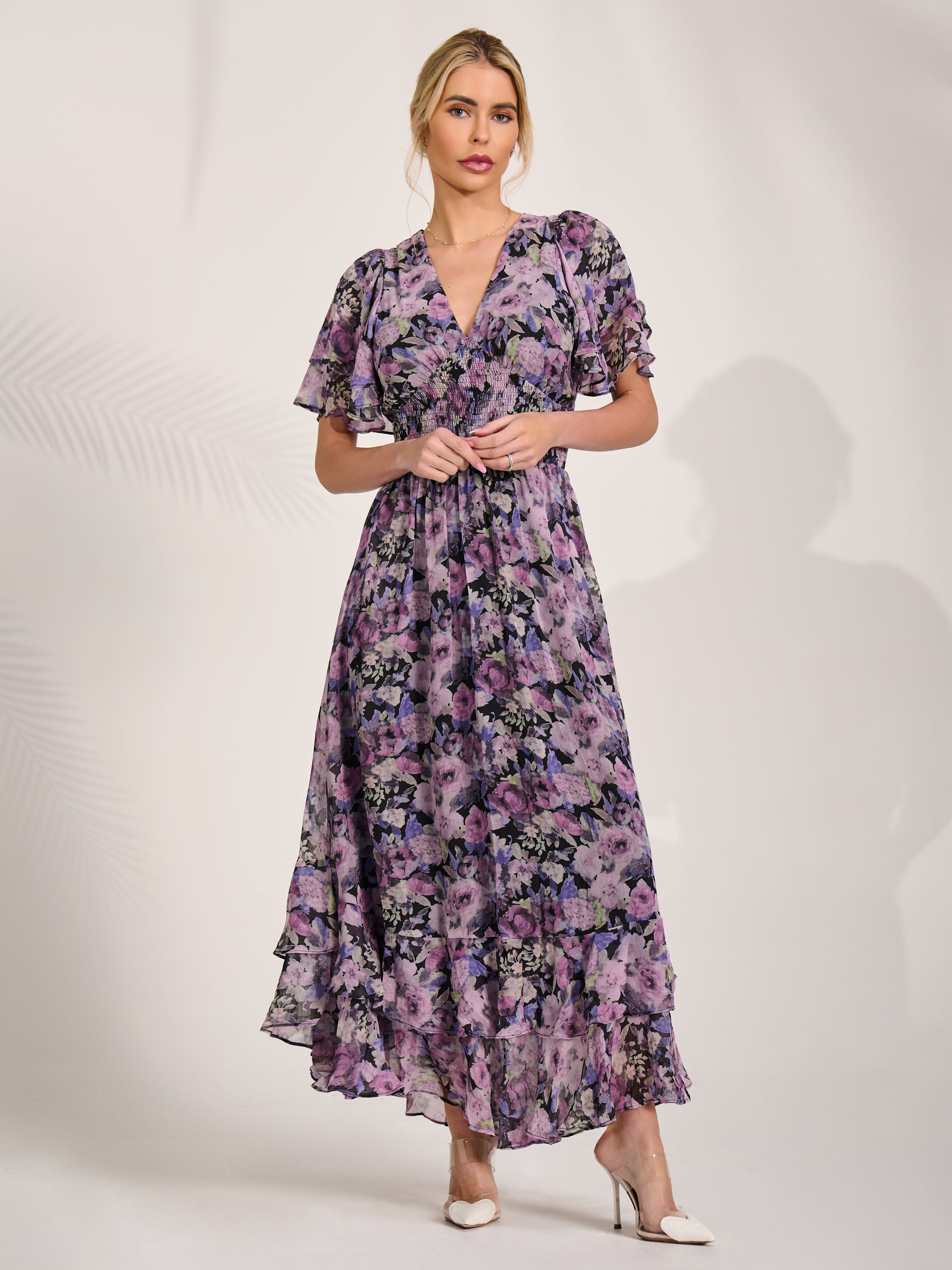 Chiffon Layered Sleeve Ruffle Hem Midaxi Styled View