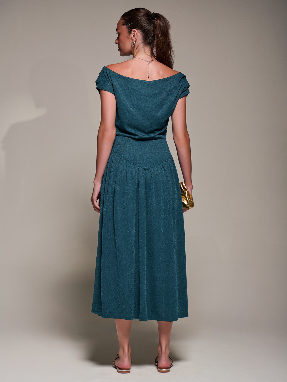 Asymmetric Neckline Midaxi Dress Back View