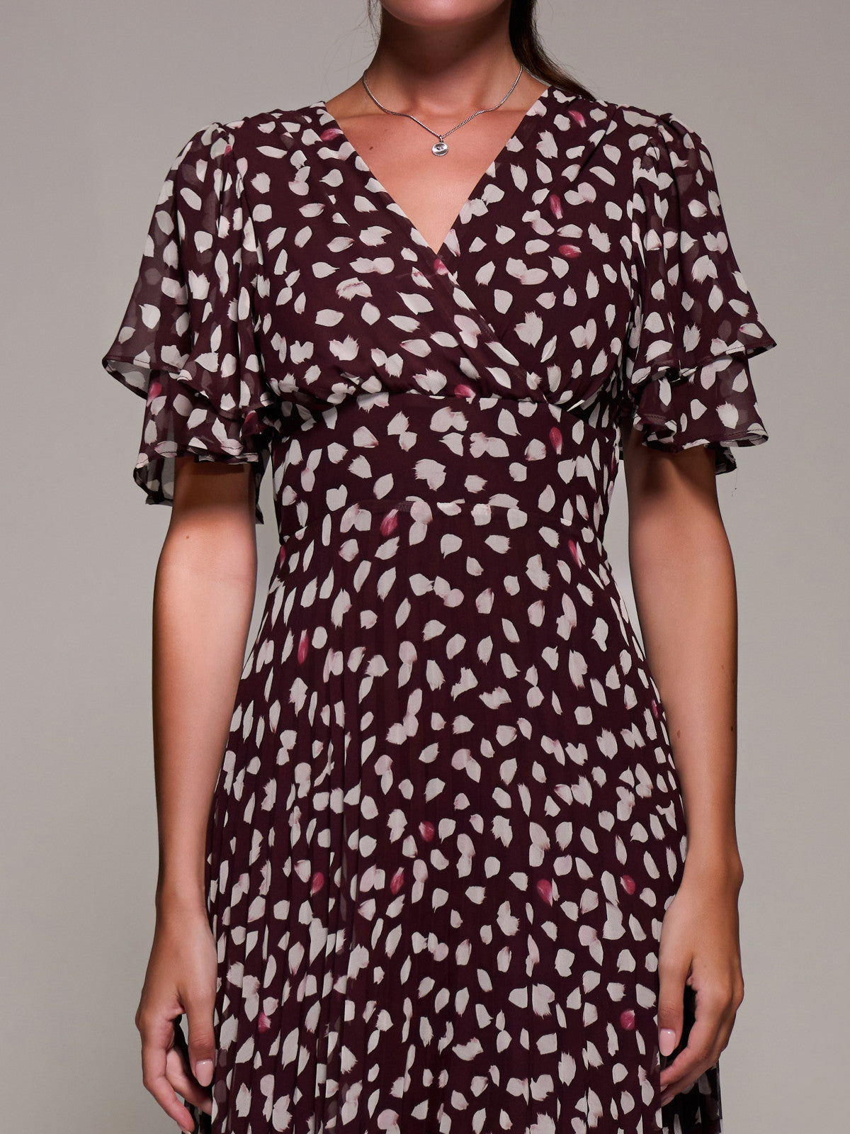 Angel Sleeve Pleated Chiffon Midaxi Dress Side View