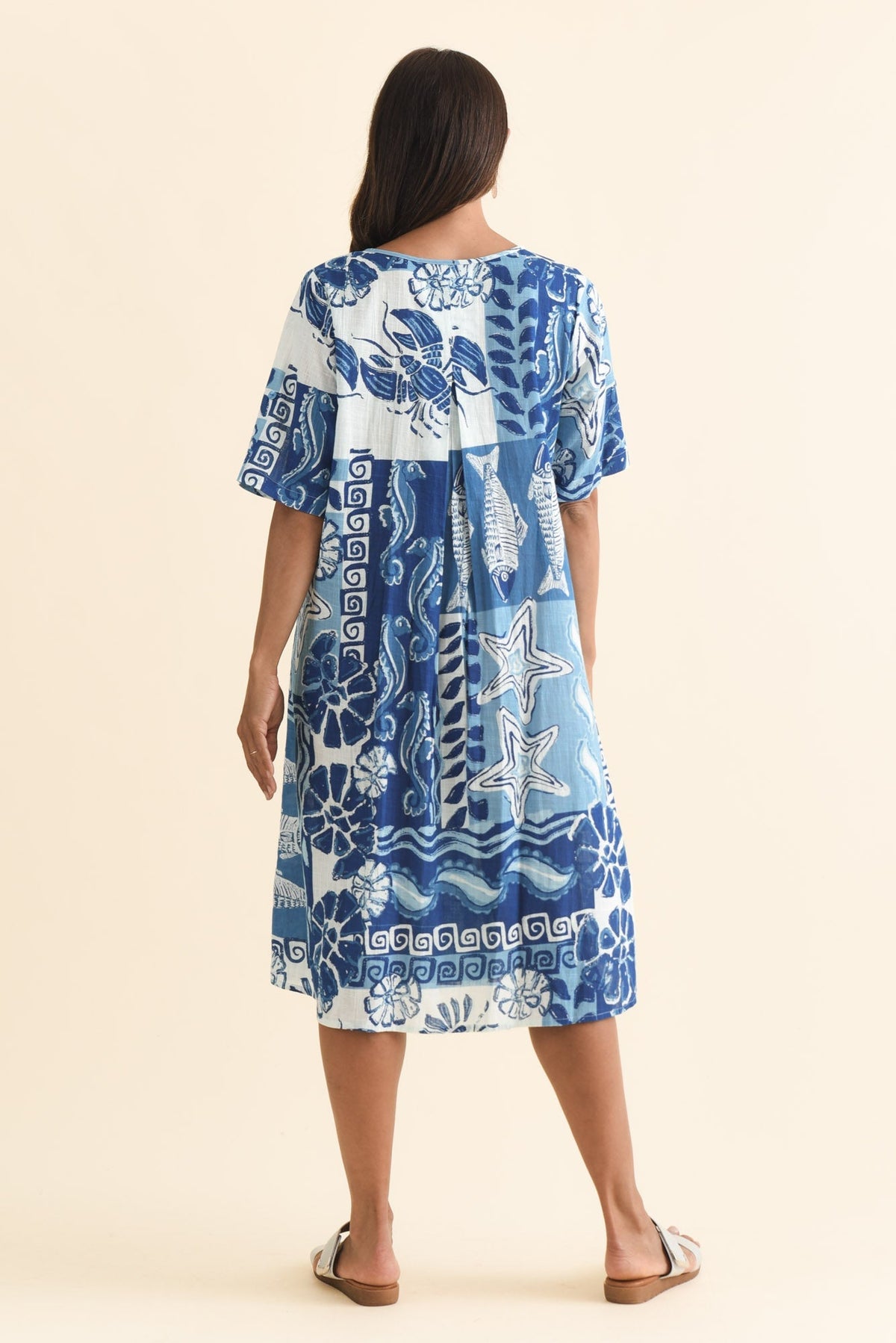 Mackie Blue Ocean Cotton Pocket Dress Side View