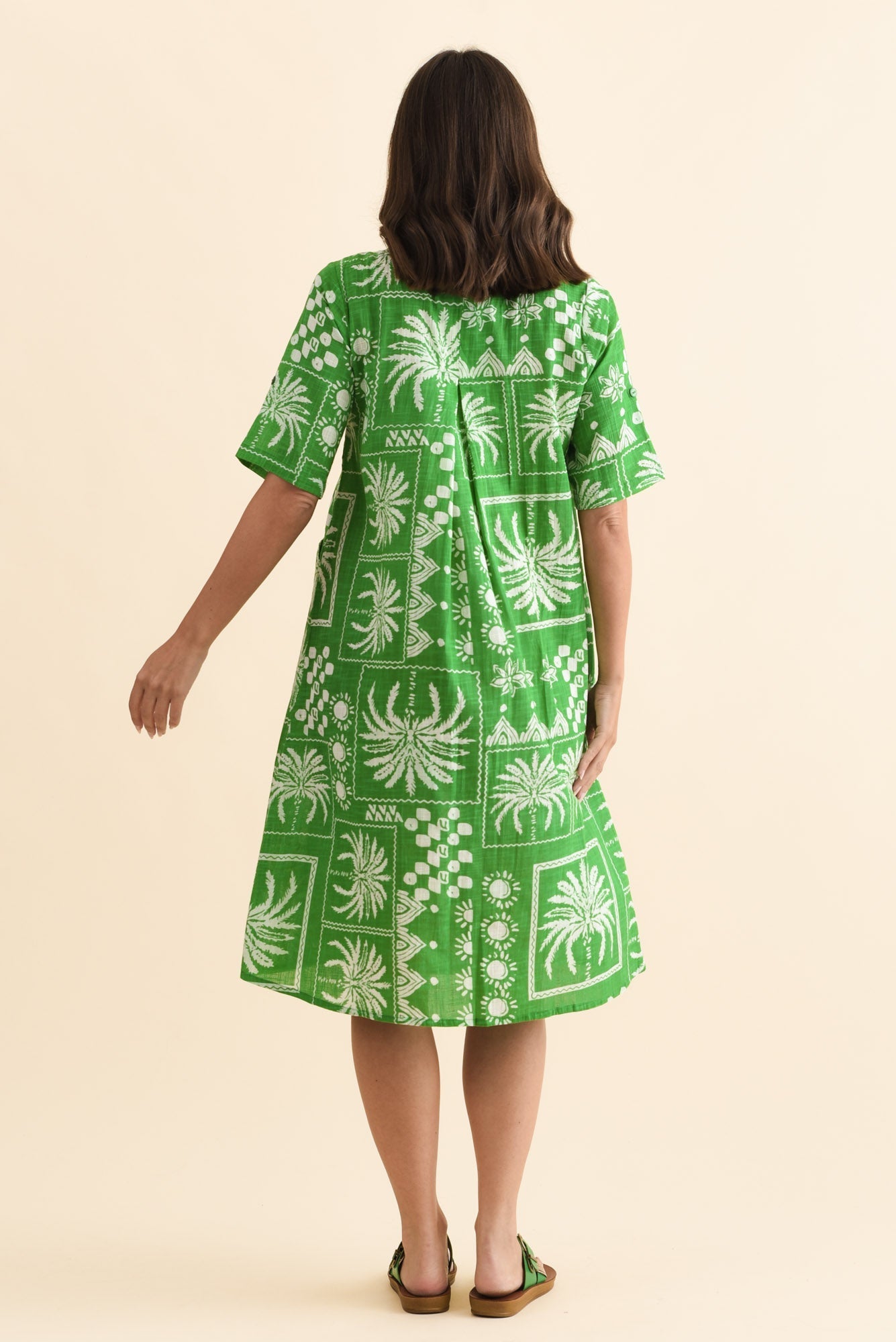 Mackie Green Tile Cotton Pocket Dress Side View