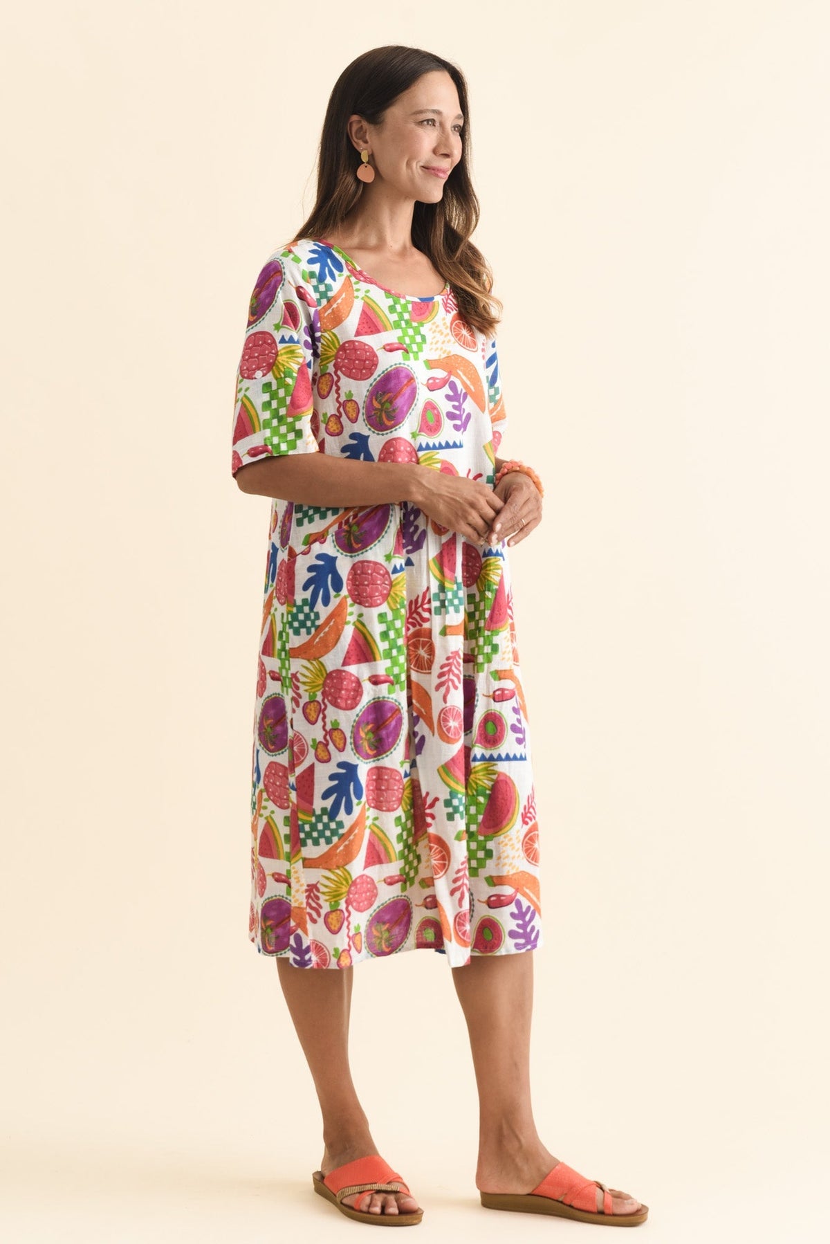 Mackie White Fruity Cotton Pocket Dress Back View