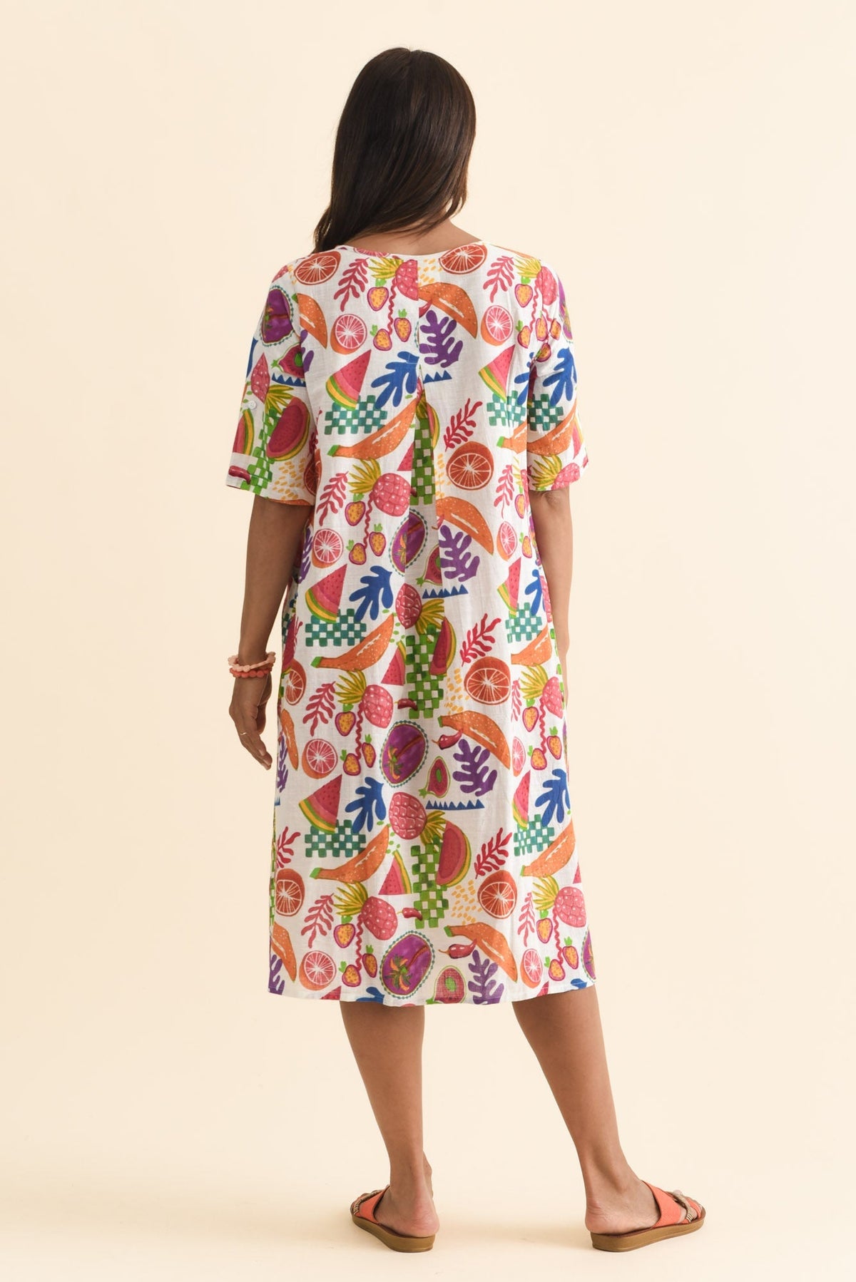 Mackie White Fruity Cotton Pocket Dress Side View