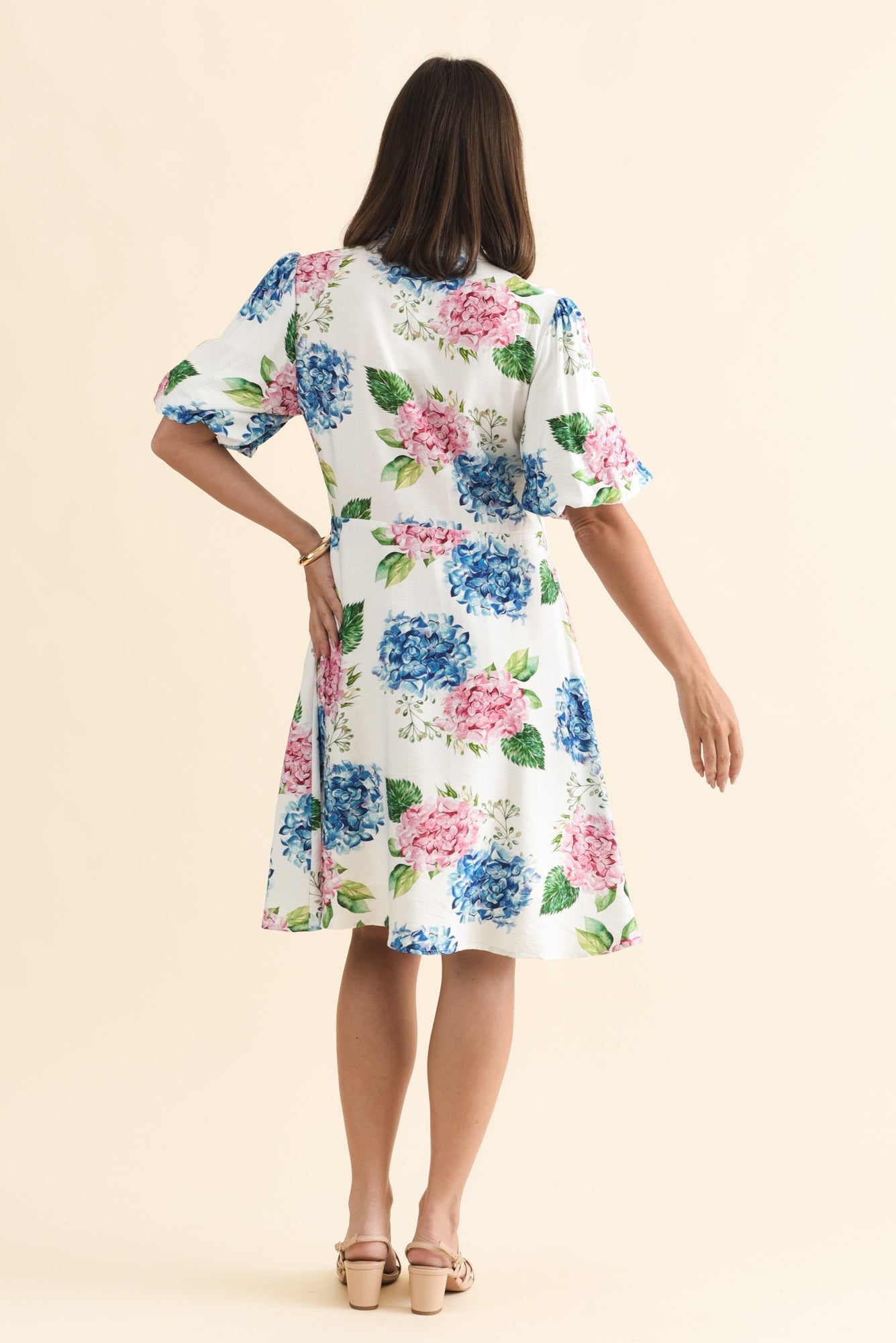 Malia White Flower Linen Cotton Dress Side View