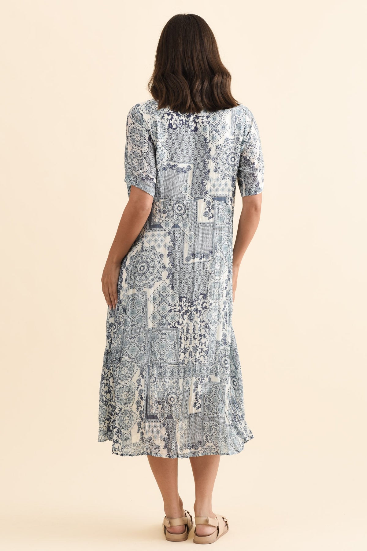 Meka Navy Mosaic Pocket Dress Side View