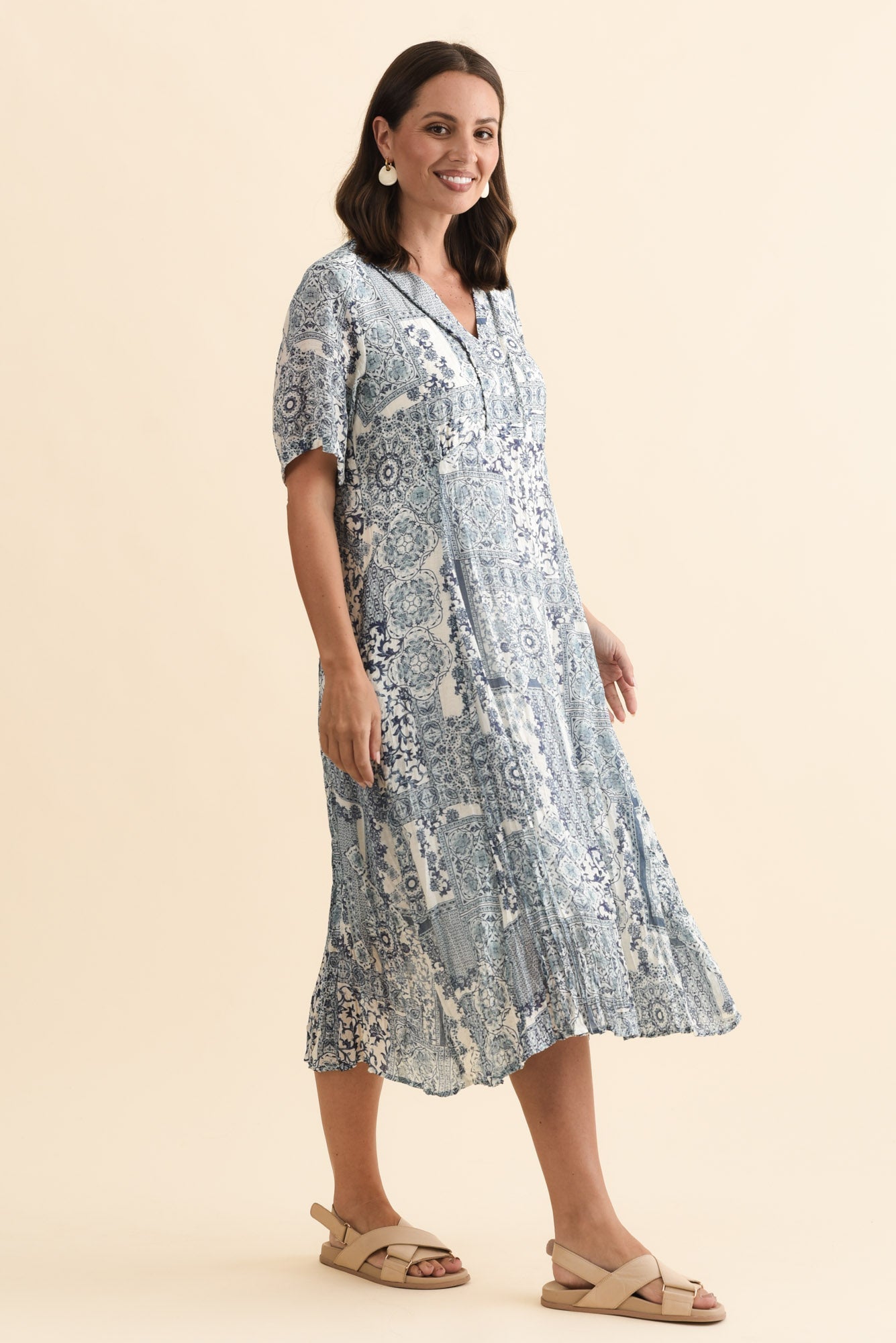 Meka Navy Mosaic Pocket Dress Back View