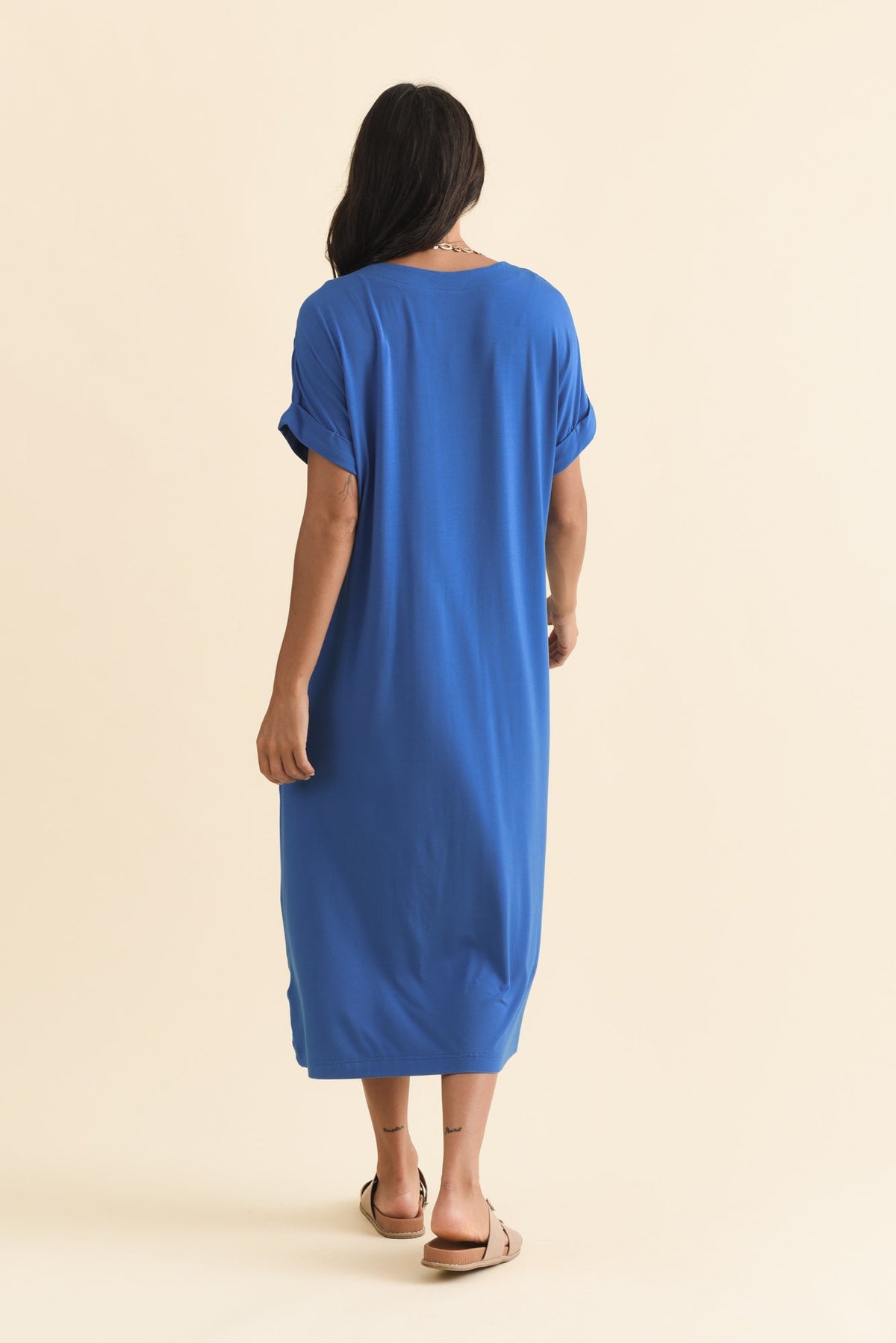 Monica Blue Bamboo Dress Detail View
