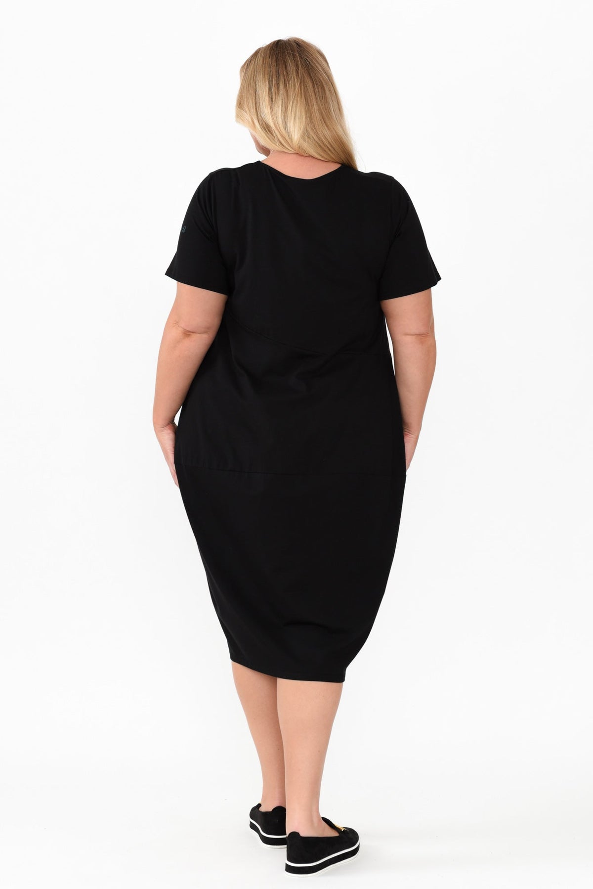 Morgan Black Diagonal Seam Dress Full Length View 2