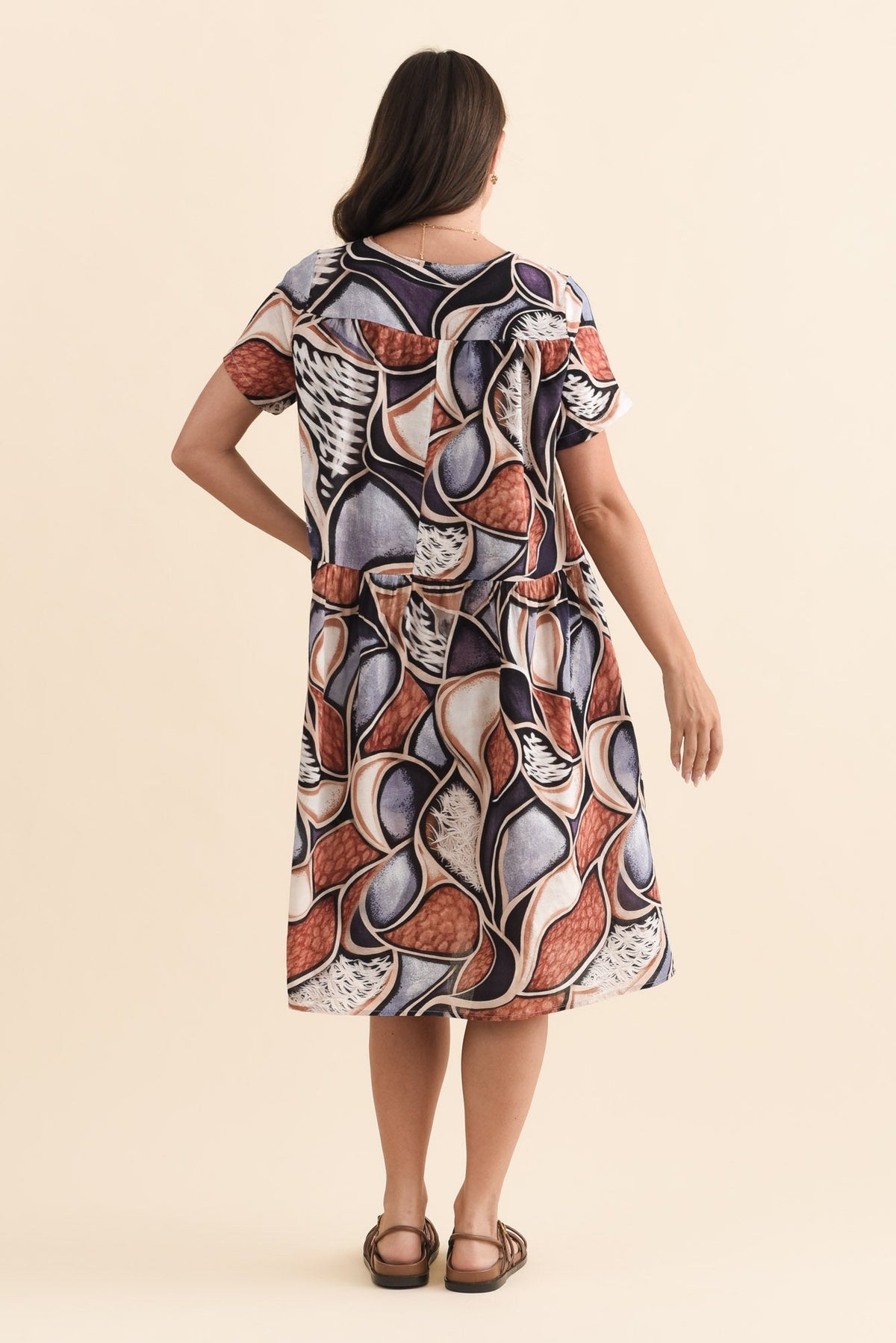 Murano Blue Abstract Cotton Dress Side View